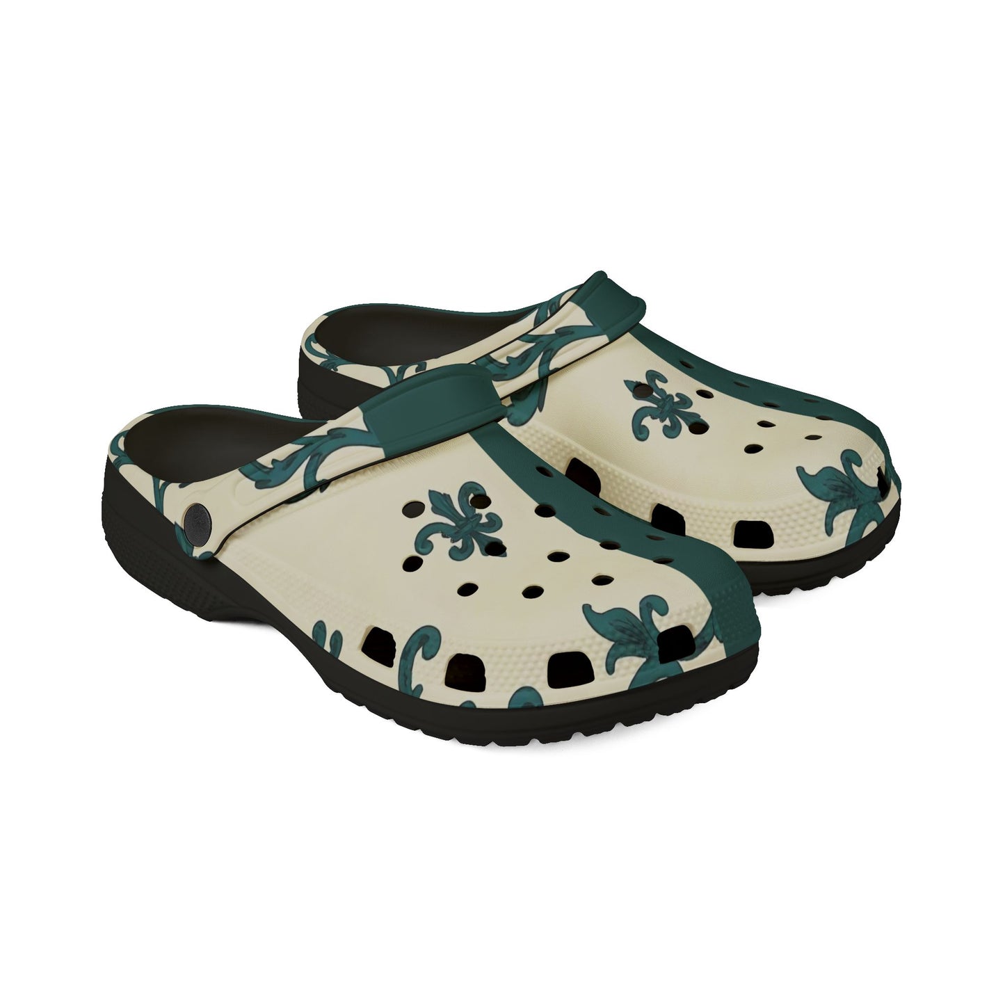 Stylish EVA Foam Rubber Shoes, Trendy Garden Clogs, Comfortable Summer Footwear, Perfect for Outdoors - Teal Striped Rococo