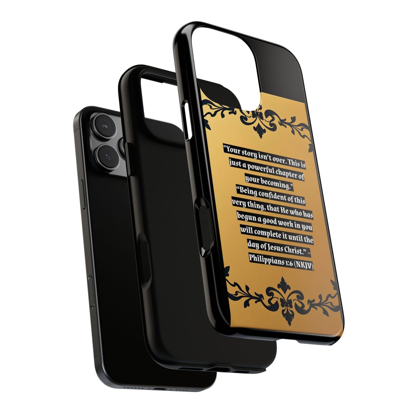 Elegant Floral Motif Phone Case - Tough Cases with Vintage Design - "Your story isn't over"