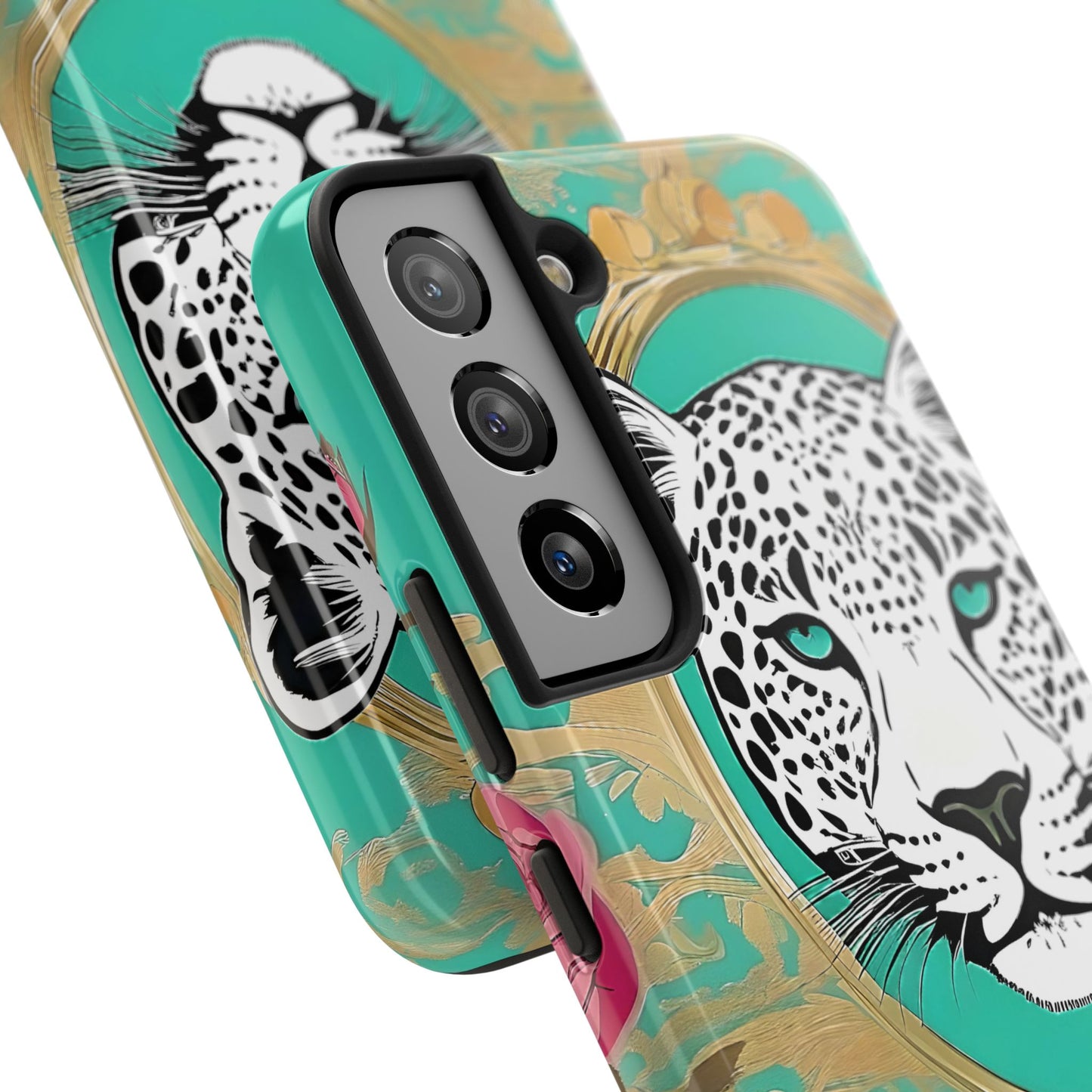 Leopard Tough Phone Case - Trendy Floral Design for Animal Lovers - Leopard & Rose