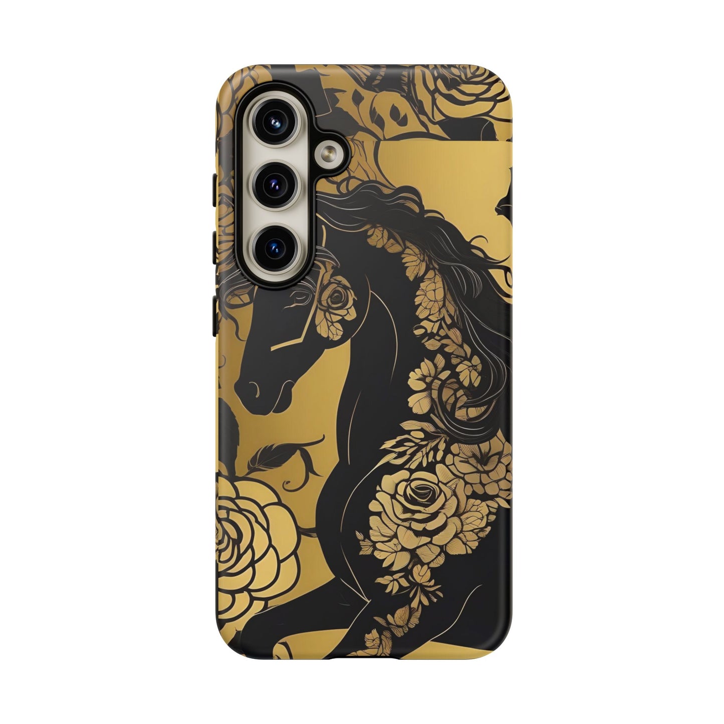 Phone Case - Elegant Horse & Roses Design