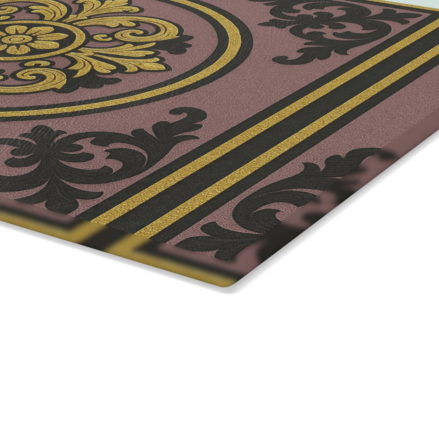 Elegant Gilded Mauve With Gold-Black Baroque Glass Cutting Board - Kitchen Decor, Wedding Gift, Housewarming, Culinary Art, Home Cooking