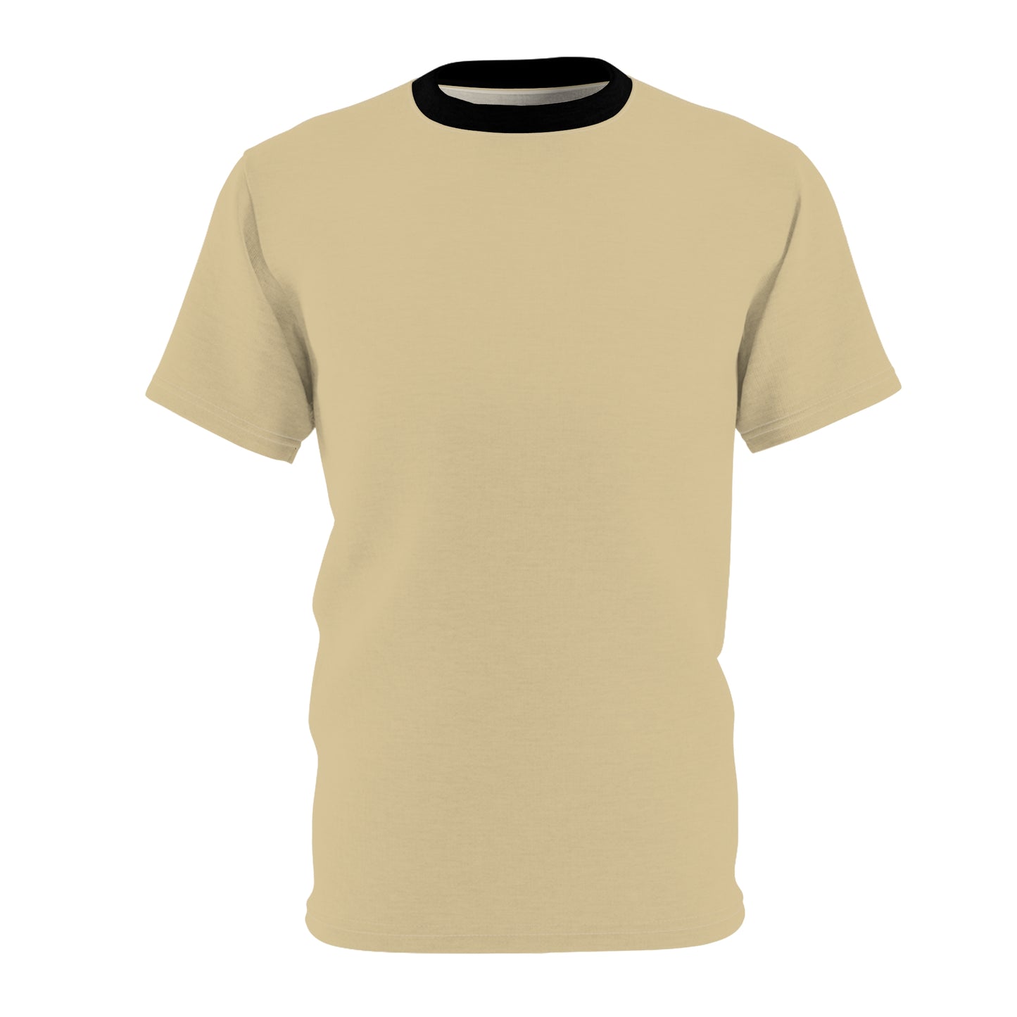 Vanilla Wheat (Black Collar) Stylish Unisex AOP Tee - Perfect for Casual Wear, Gift for Friends, Summer Parties, Unique Fashion Statement, Comfortable
