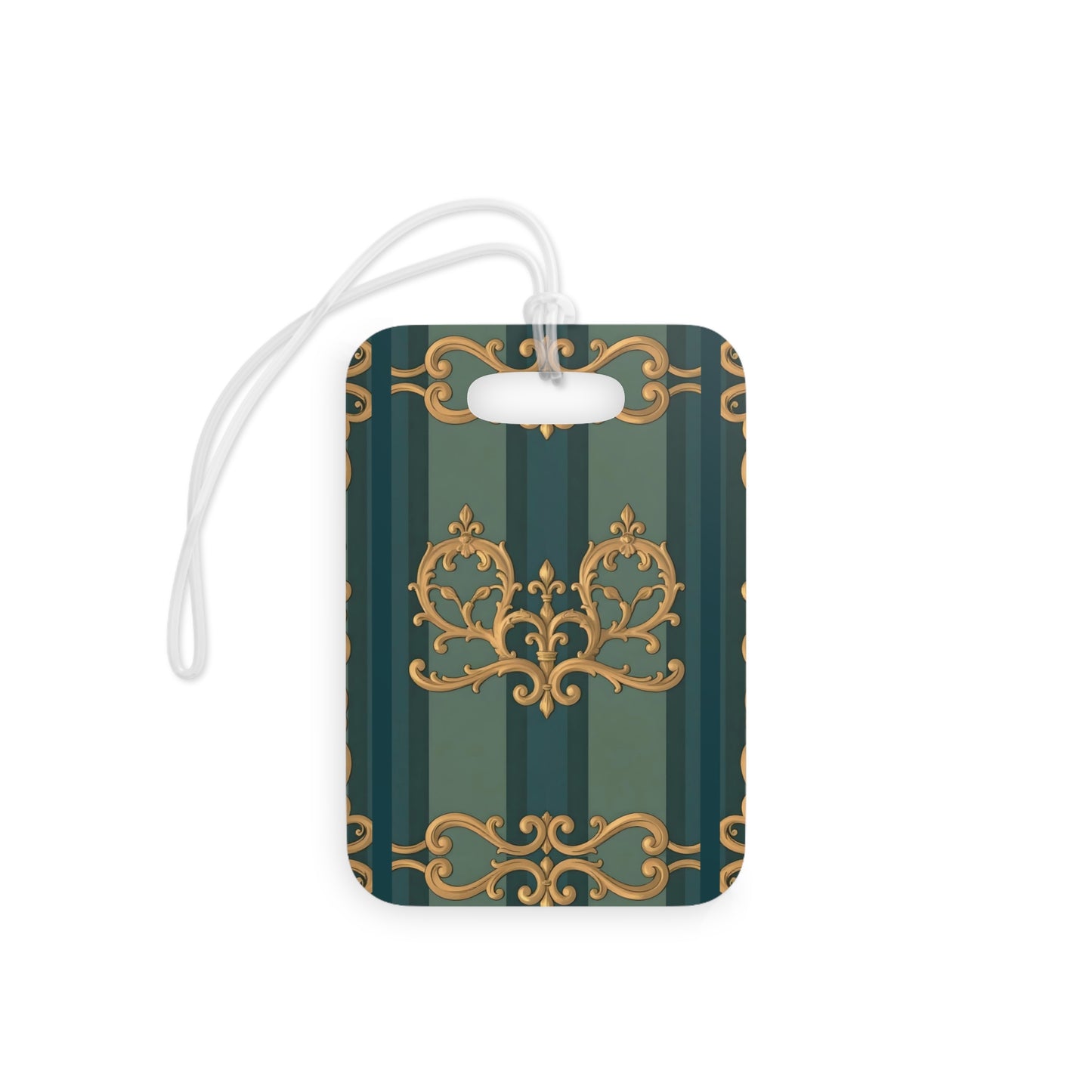 Elegant Vintage Luggage Tags - Travel in Style - Smoky Blue & Teal Striped Baroque