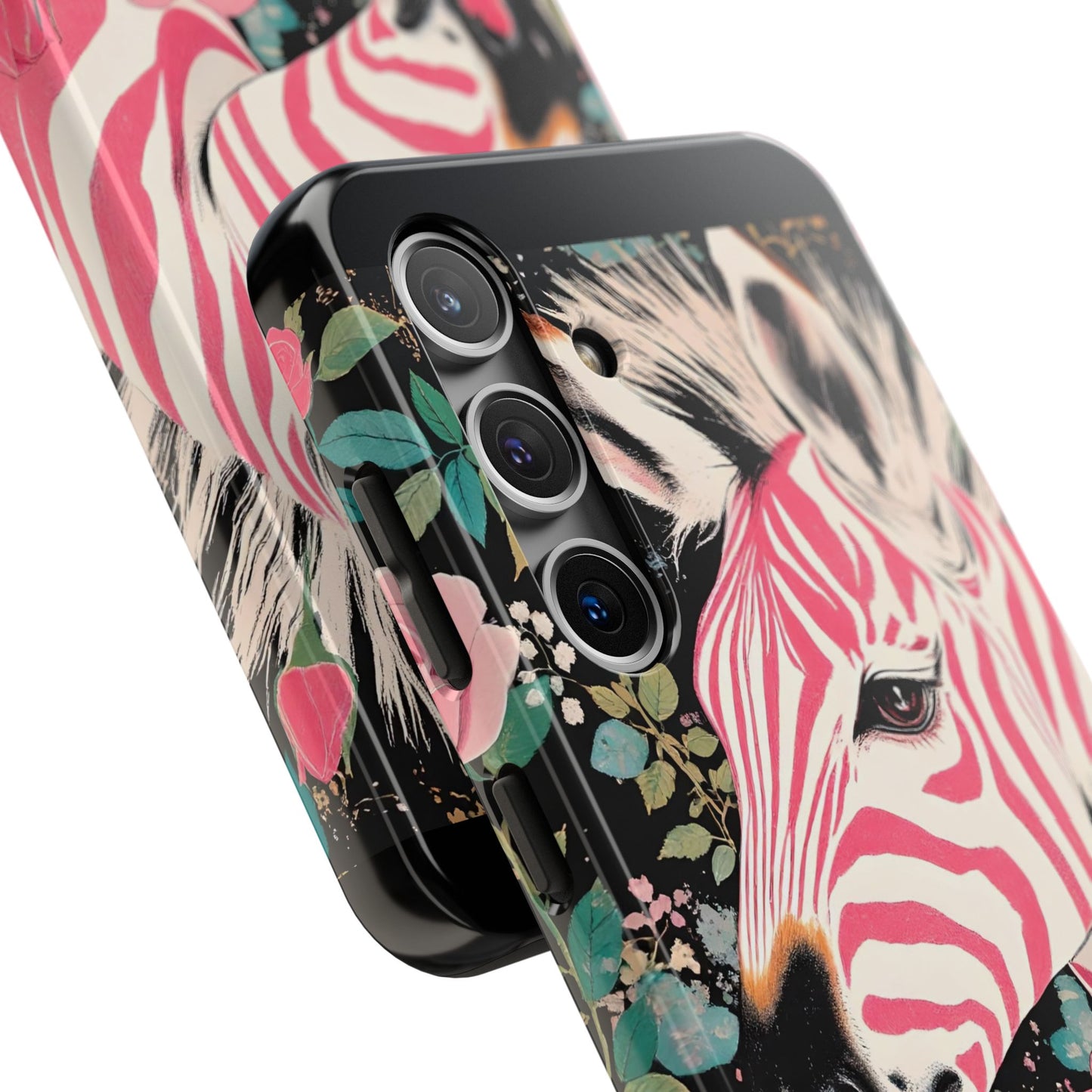 Pink Zebra Tough Phone Case - Trendy Floral Design for Animal Lovers
