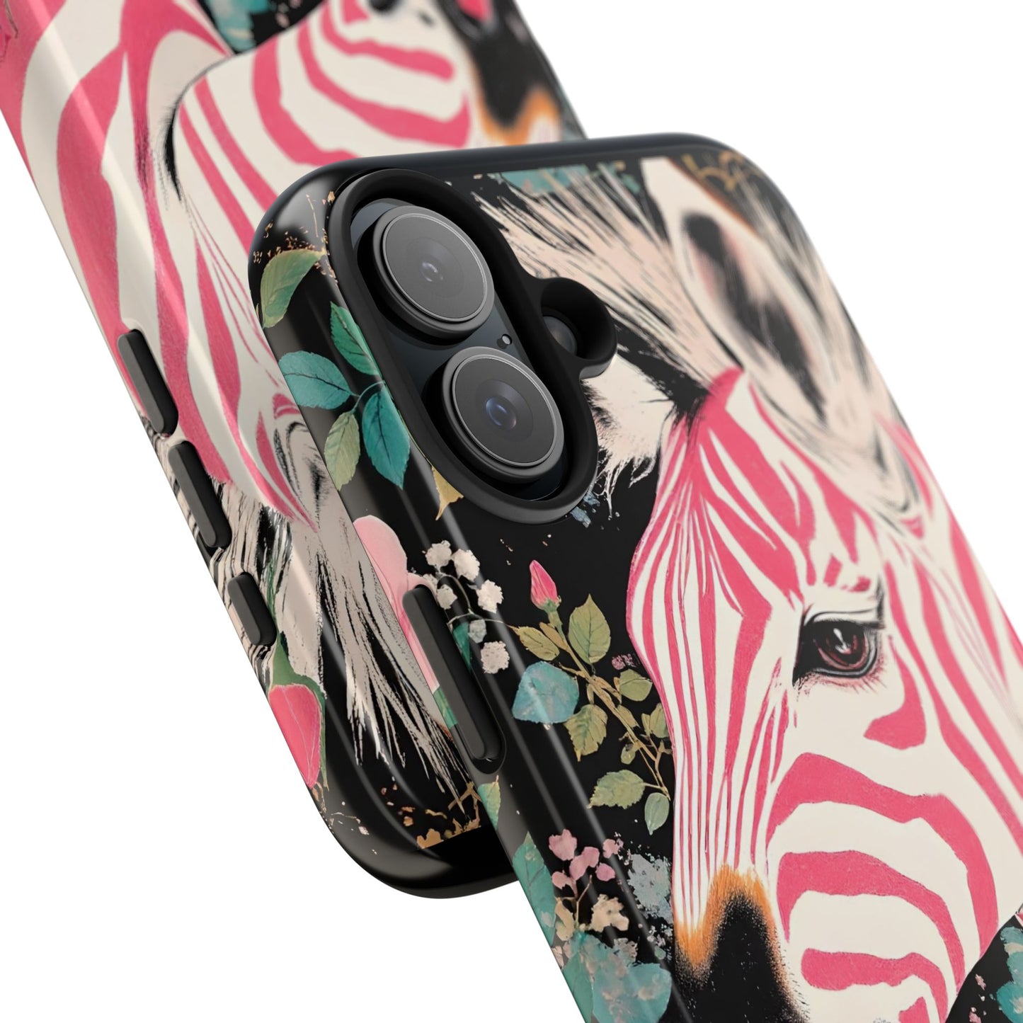 Pink Zebra Tough Phone Case - Trendy Floral Design for Animal Lovers