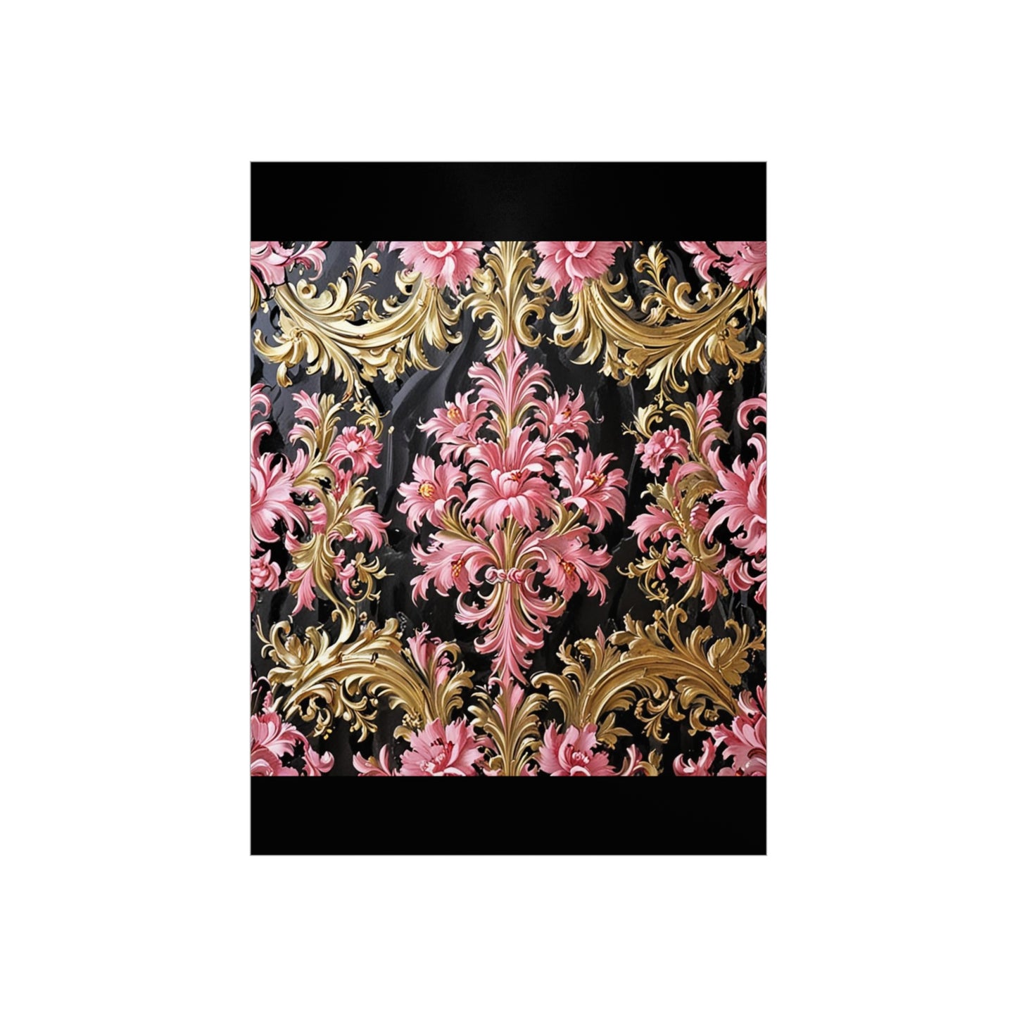 Elegant Floral Foam Board | Decorative Wall Art, Home Decor, Wedding Decor, Party Backdrop - Black & Pink Oil Painting Style Rococo