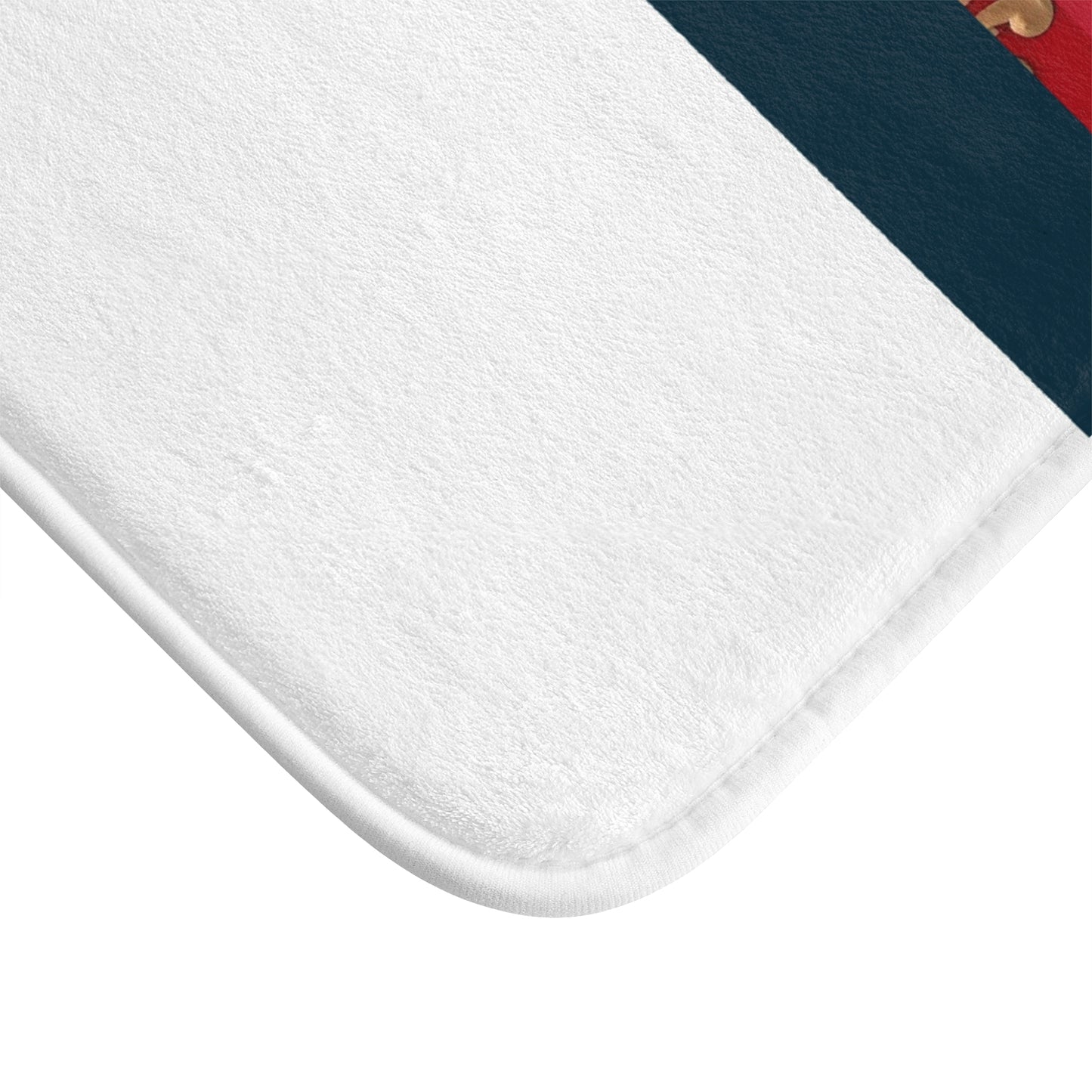 Elegant Red and Gold Decor Bath Mat, Luxurious Bathroom Accessory, Home Decor, Christmas Gift - Blue, Red & White Striped Baroque