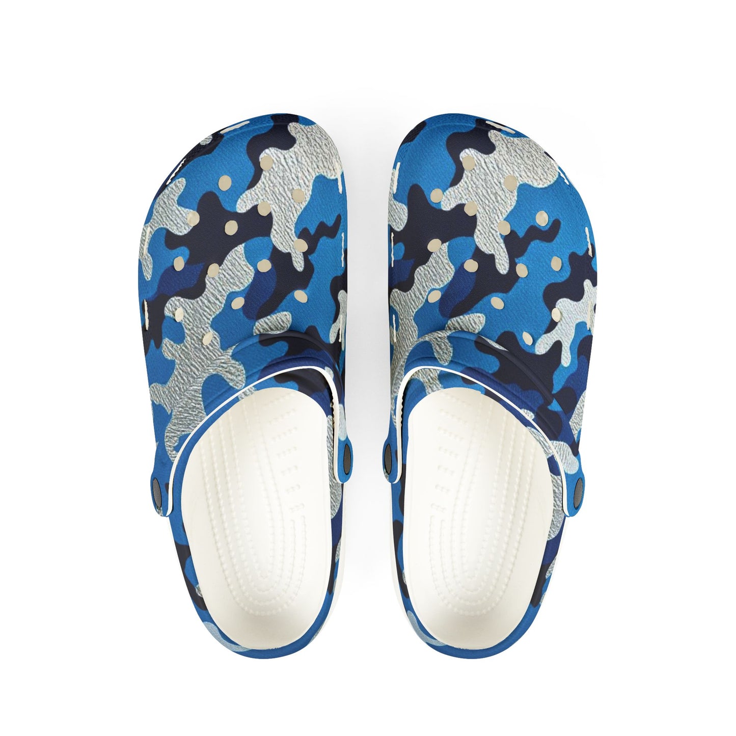 Stylish EVA Foam Shoes in Camo Design - Comfortable Slip-On Footwear, Unisex Garden Shoes - Blue Camo