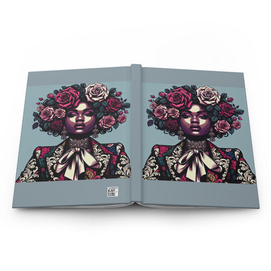 Elegant Hardcover Journal - Stylish Writing Notebook - Lady In Damask Suit & Roses Design