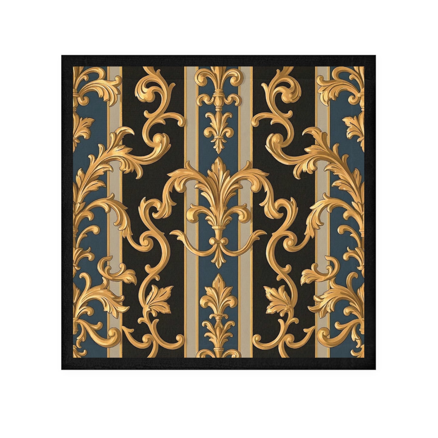 Luxurious Ornate Face Towel, Elegant Bathroom Towel, Spa Gift, Home Décor, Self-Care Essentials, Holiday Gift - Blue & Black Striped Rococo