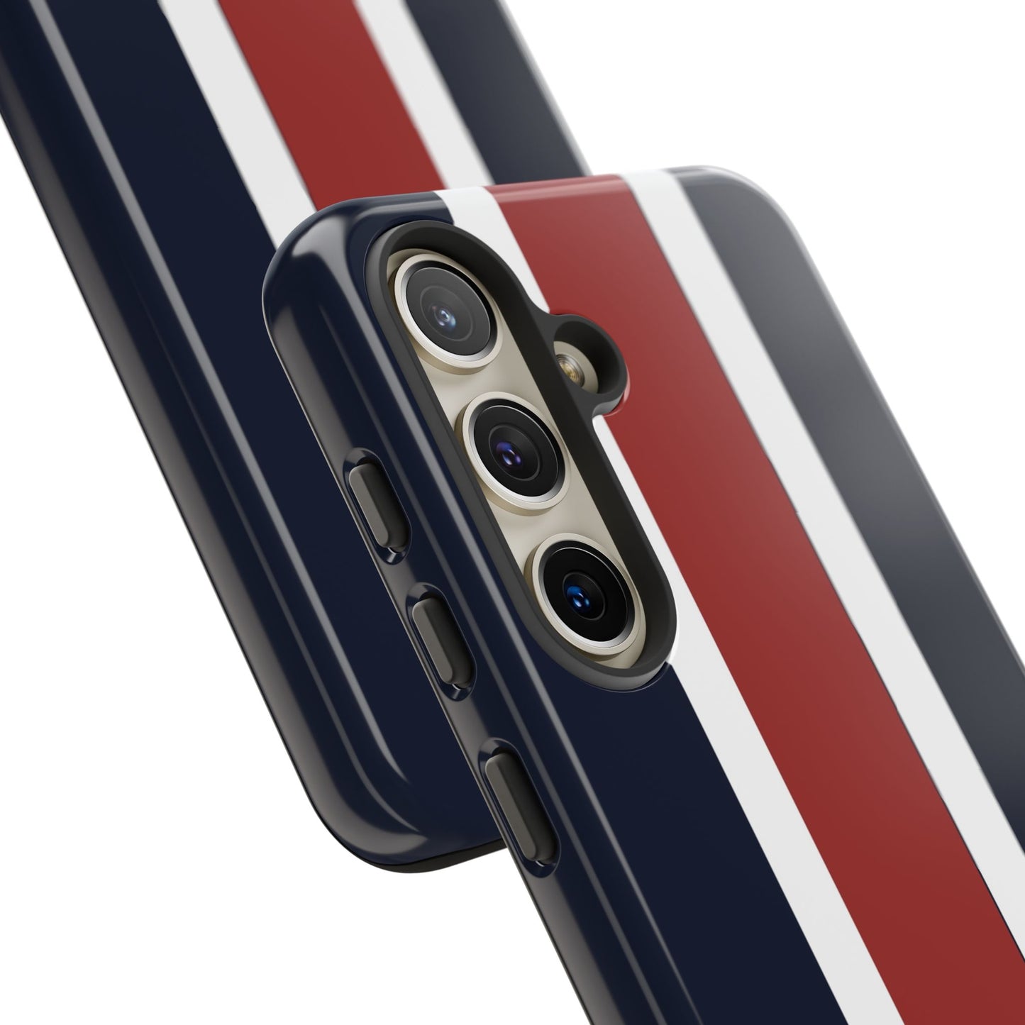 Lunar Midnight & Red-White Striped Stylish Phone Case - Tough Cases, Custom iPhone Cover, Sleek Phone Accessories, Gifts for Him/Her