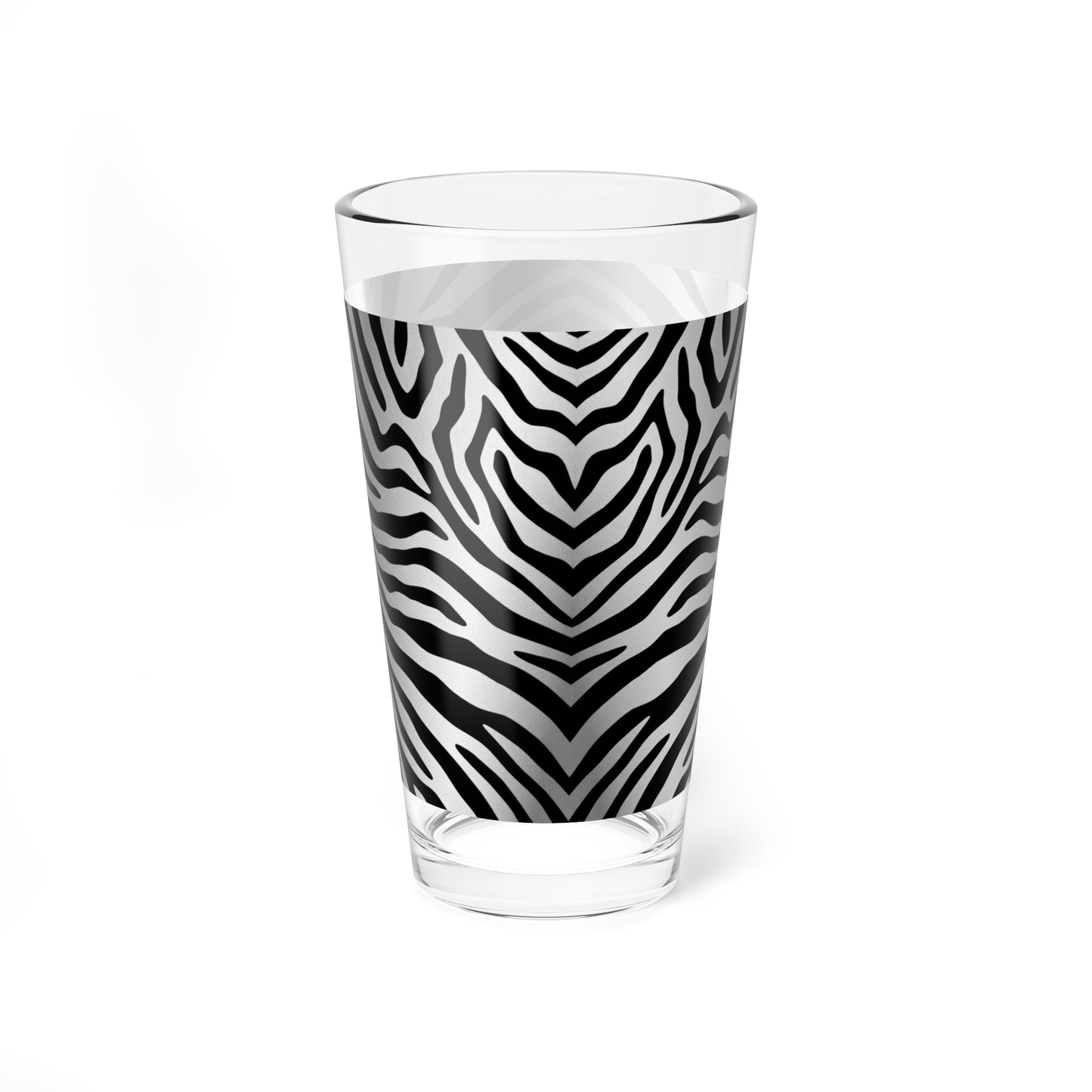 Zebra Print Mixing Glass - 16oz Cocktail & Beverage Glassware - Silver