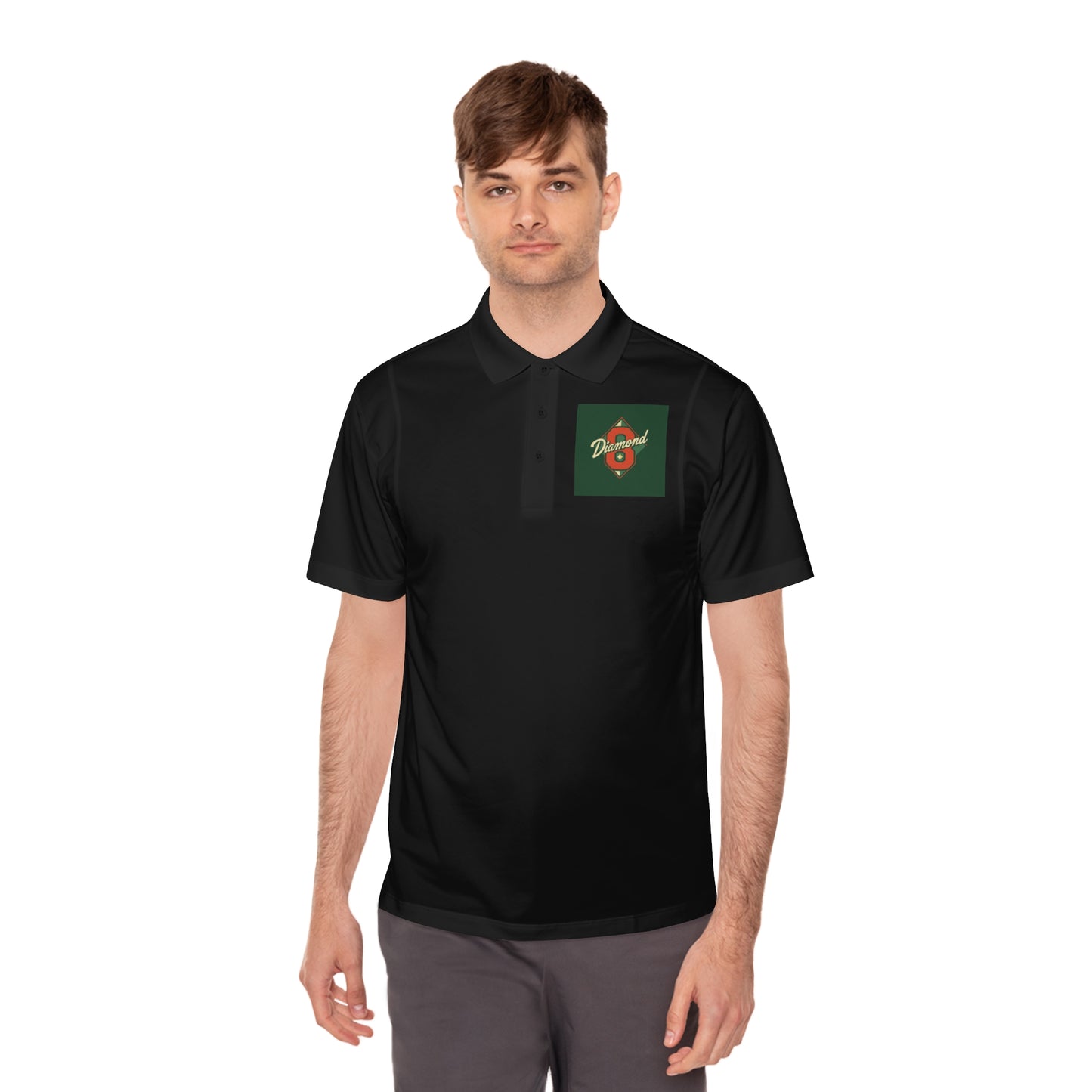 Men's Sport Polo Shirt with Green Design, Casual Wear, Gym Apparel, Outdoor Events, Golf Shirt, Father's Day Gift - Diamond 8