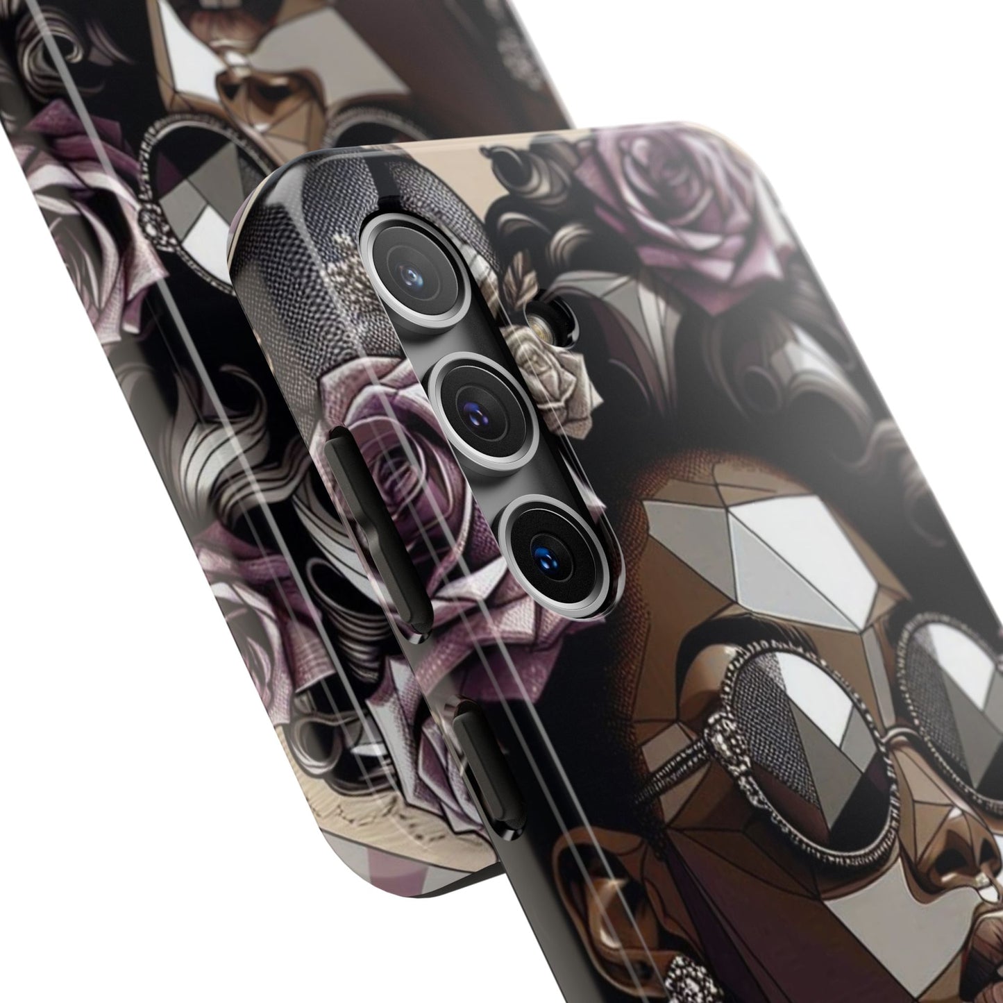Chic Geometric Phone Case, Stylish Tough Case for Women, Unique Gift, Floral Design, Modern Accessories for Everyday Use - Lilac Baroque Lady