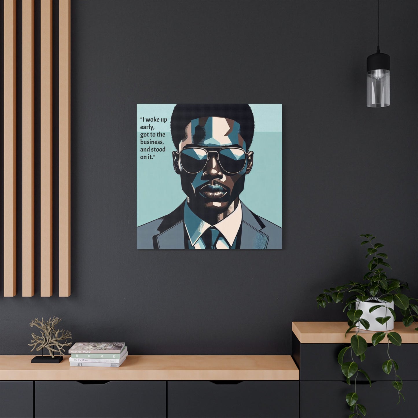 Afro Art Print Canvas, Wall Decor, Satin Stretched Canvas, African American Art, Office Decor, Home Decor - "I woke up early"
