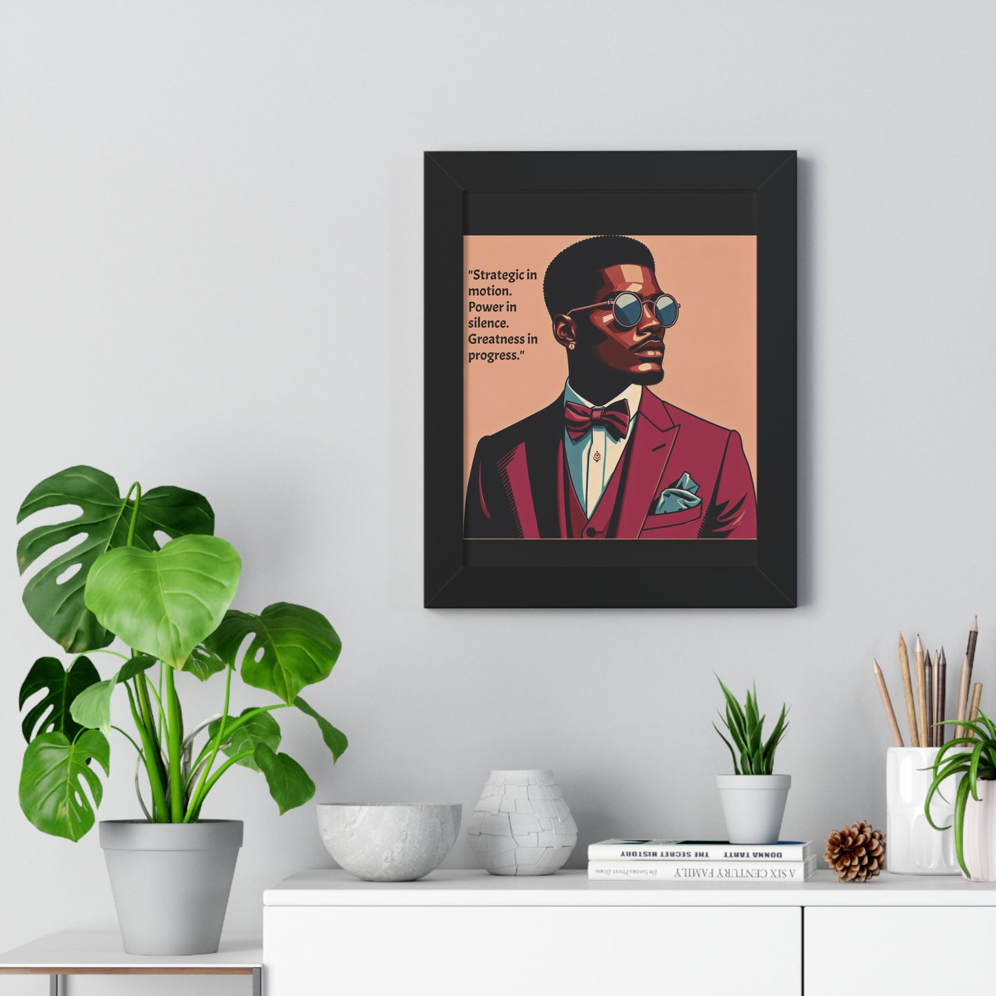 Stylish Framed Vertical Poster - Modern Art for Home Decor - "Strategic in Motion....."