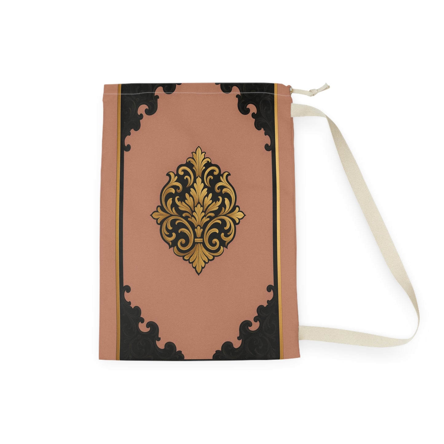 Vintage Baroque Laundry Bag — Elegant Mauve & Black-Gold Baroque Travel/Linen Organizer