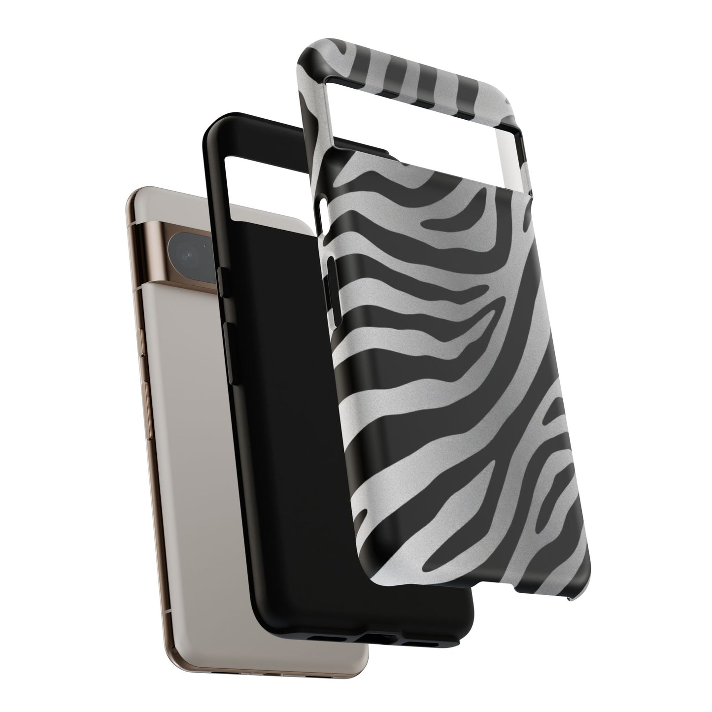 Zebra Print Tough Phone Case - Silver