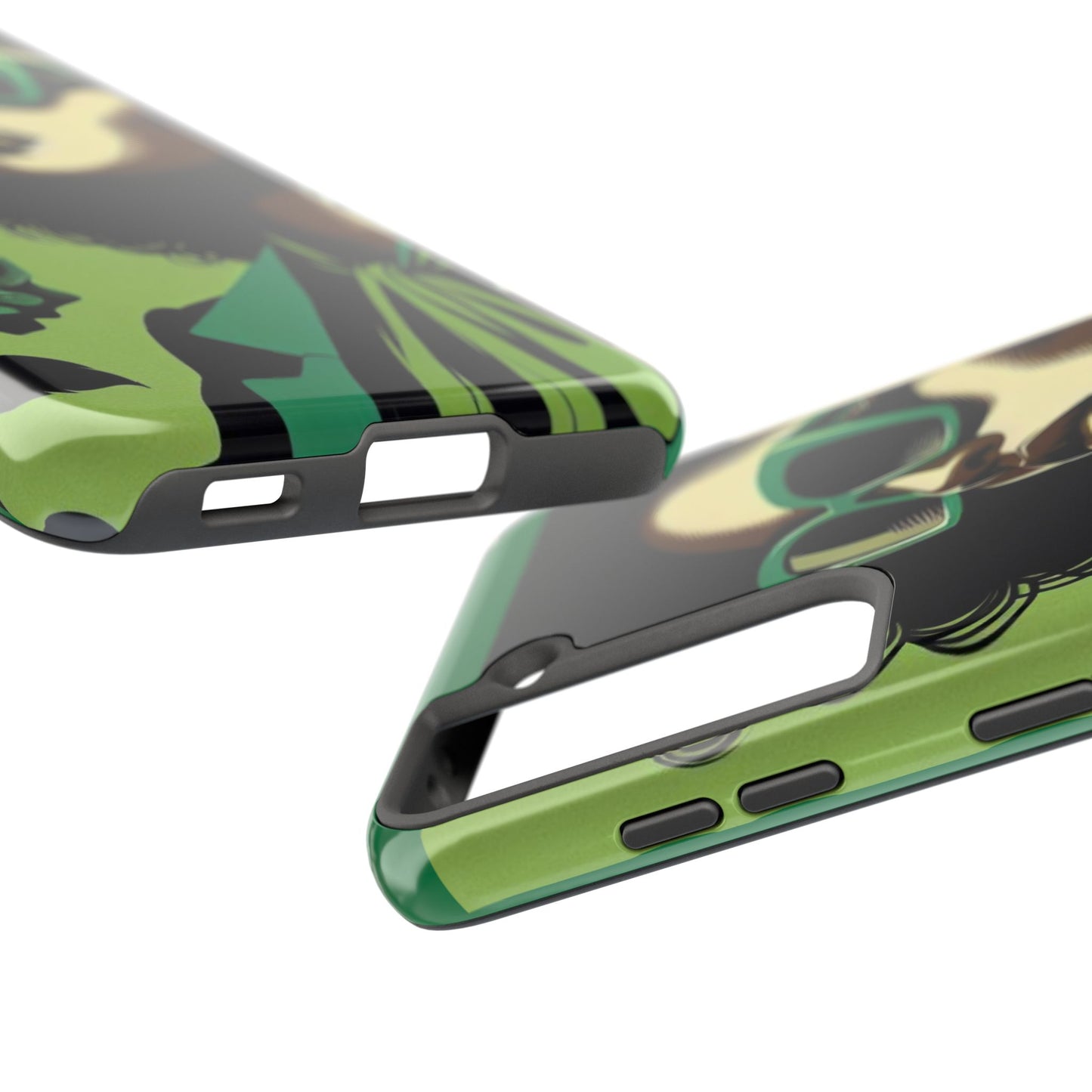 Chic Tough Phone Case | Artistic Green & Black Design | Phone Protection, Gift for Her, Stylish Accessory, Trendy Tech - Lady in Green