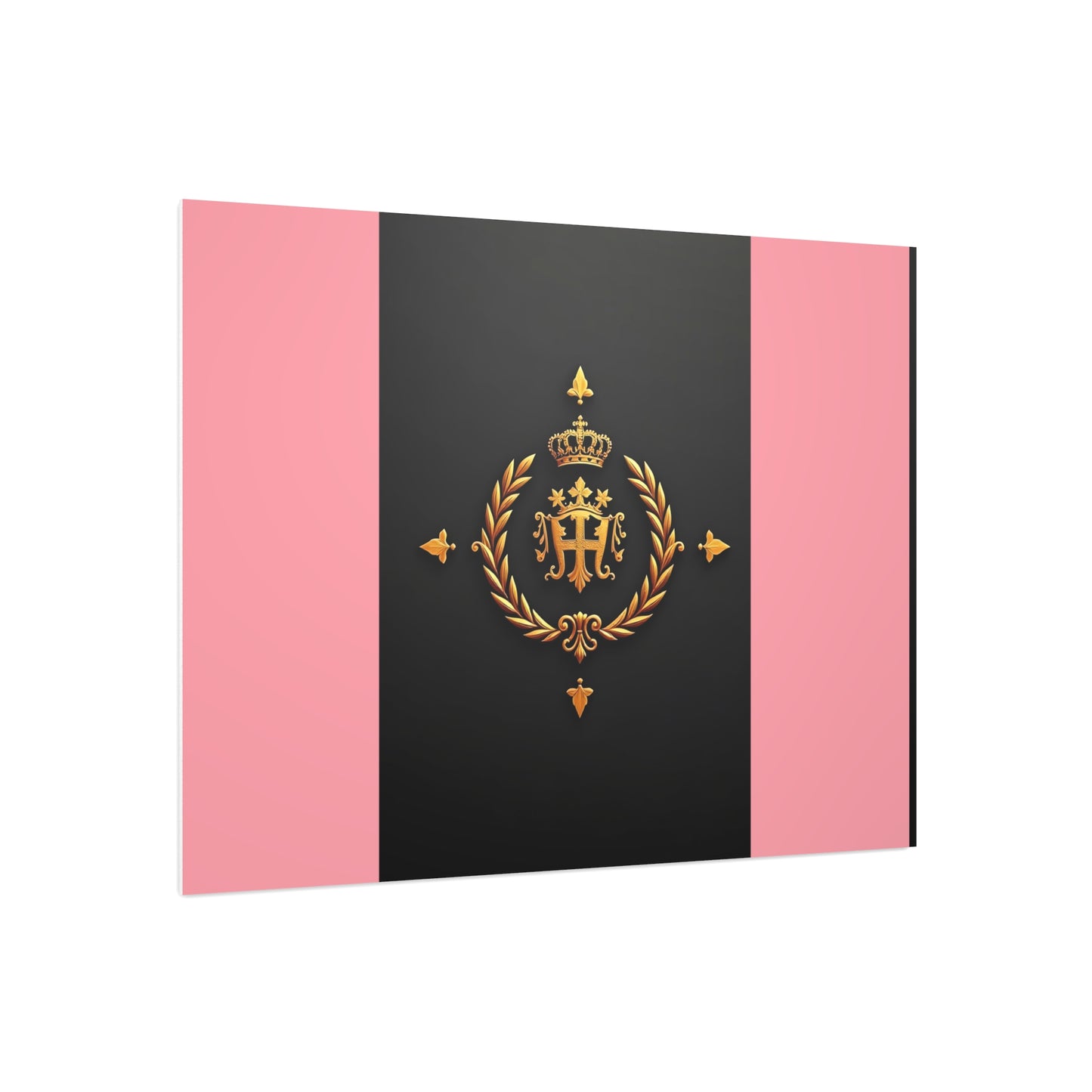Elegant Wall Art Foam Board, Luxurious Home Decor, Modern Design Display, Stylish Room Accent, Office Decor, Unique Gift - Pink Striped Gold Crest