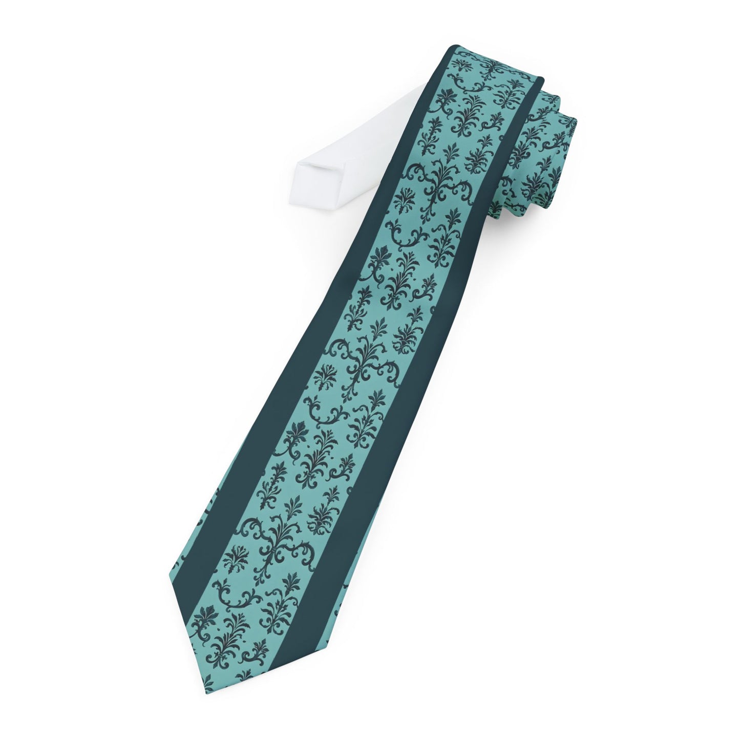 Stylish Necktie | Elegant Accessories for Men, Formal Wear, Gifts for Him, Wedding Attire, Business Casual - Teal Striped Rococo