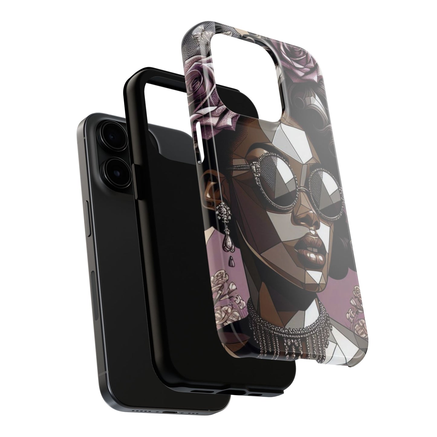 Chic Geometric Phone Case, Stylish Tough Case for Women, Unique Gift, Floral Design, Modern Accessories for Everyday Use - Lilac Baroque Lady