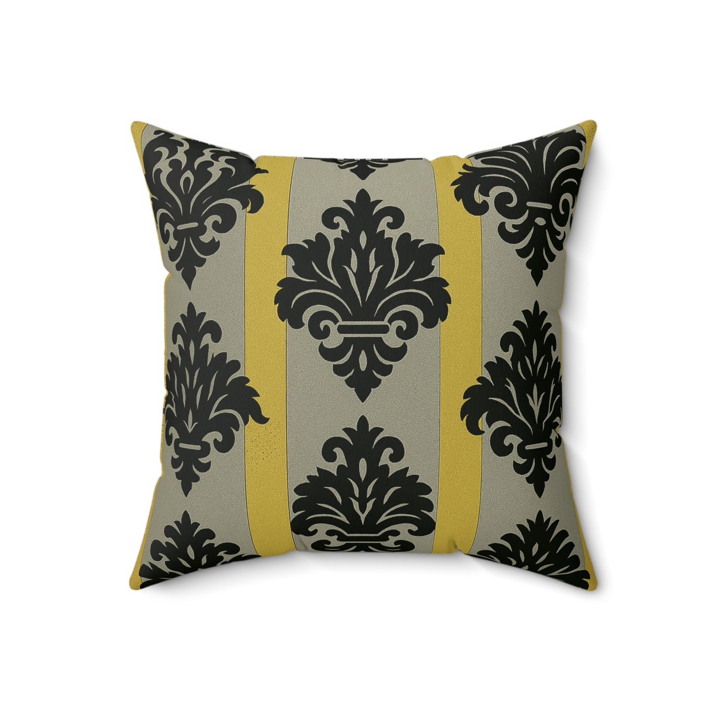 Elegant Faux Suede Pillow, Home Decor Accent, Baroque Design Cushion, Gift for Her, Modern Living Room - Silver & Gold Striped Black Baroque