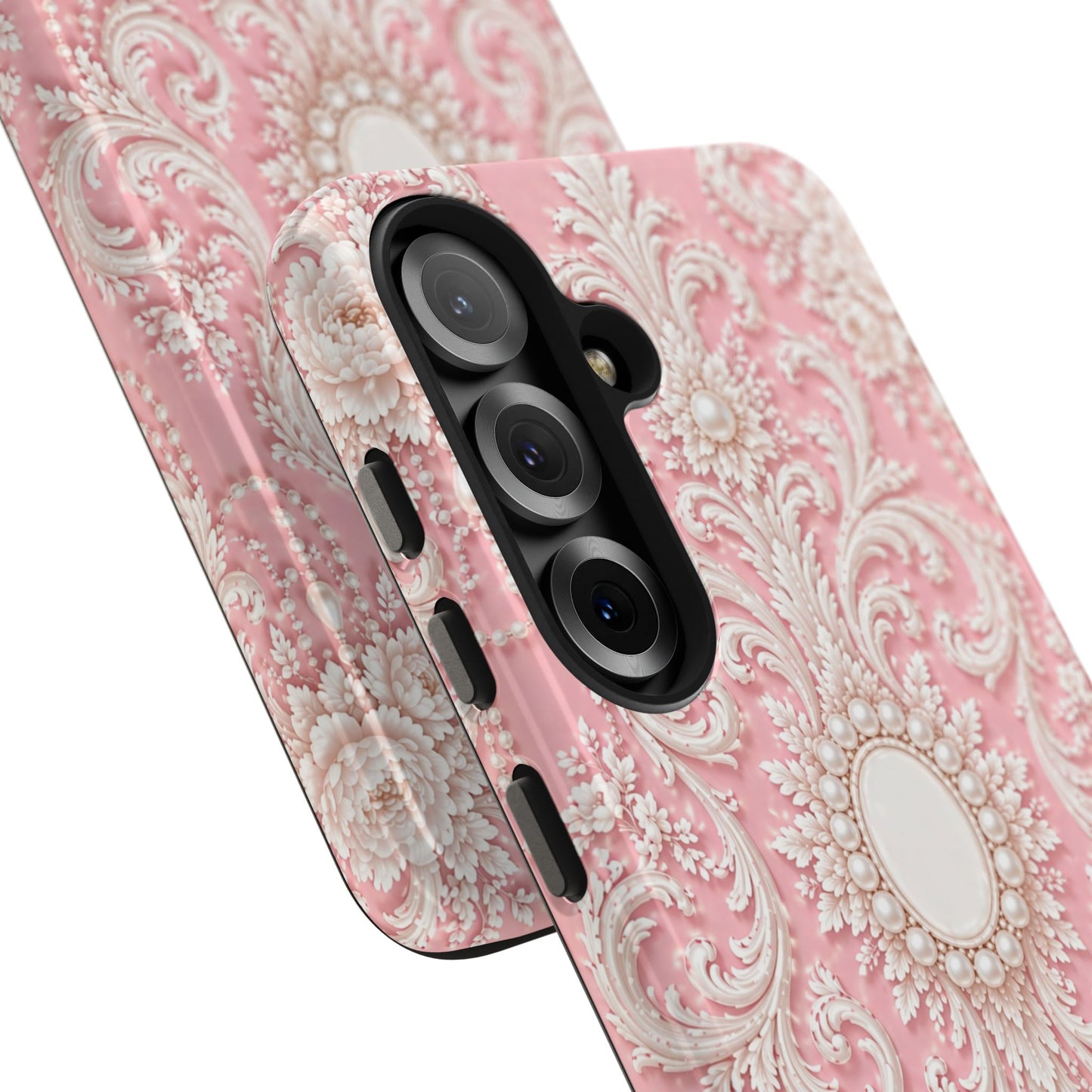 Pink Rococo Elegant Floral Tough Phone Case - Pink Vintage Design