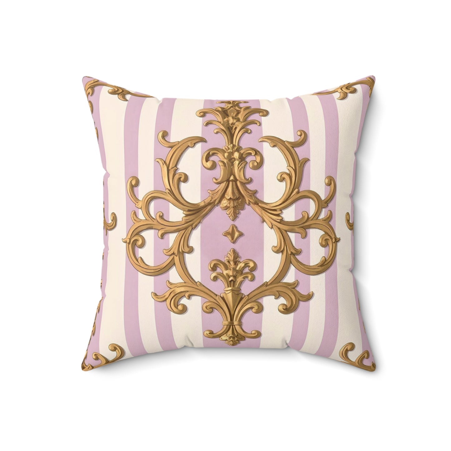 Elegant Decorative Pillow, Luxurious Home Decor, Shabby Chic Accent Cushion, Gift for Hostess - Lilac & Alabaster Striped Gold Baroque