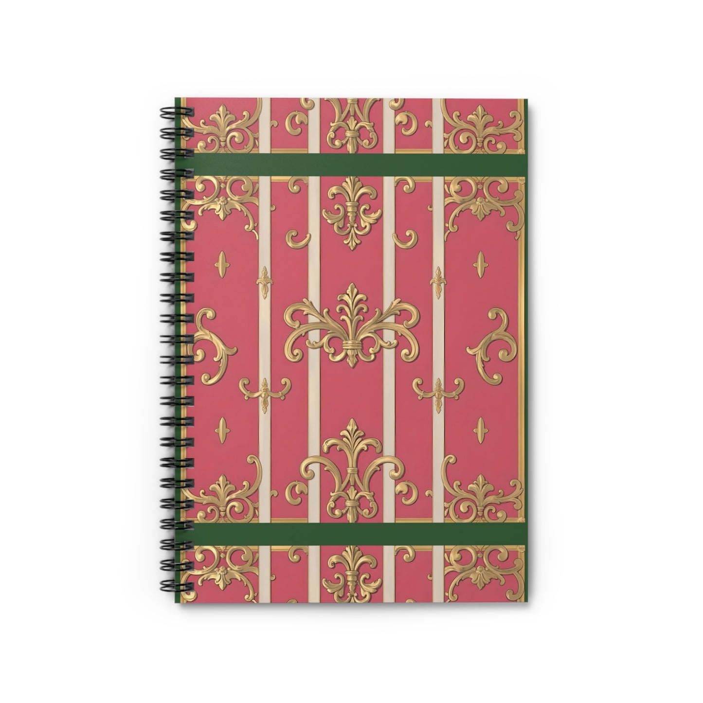 Elegant Pink Striped Baroque Spiral Notebook, Journal, Gift for Her, Writing Journal, Stationery Gift, Office Supplies, School Supplies
