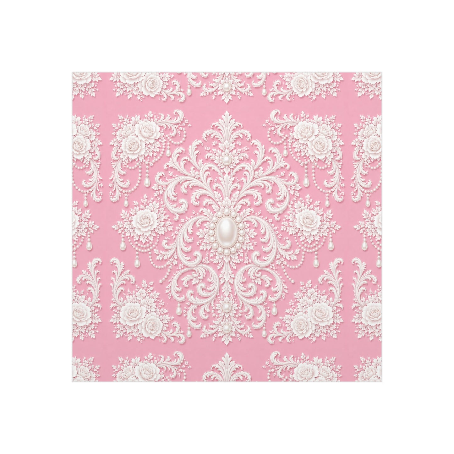 Pink Rococo Pearl Foam Board Wall Art — Elegant Vintage Floral Accent