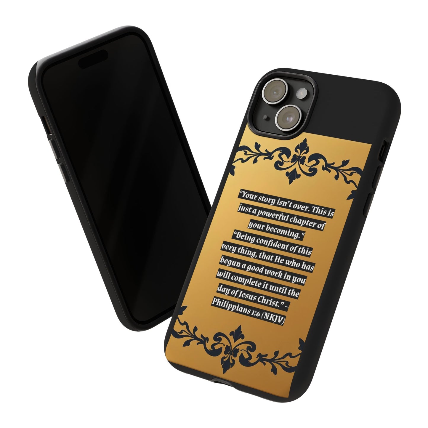 Elegant Floral Motif Phone Case - Tough Cases with Vintage Design - "Your story isn't over"