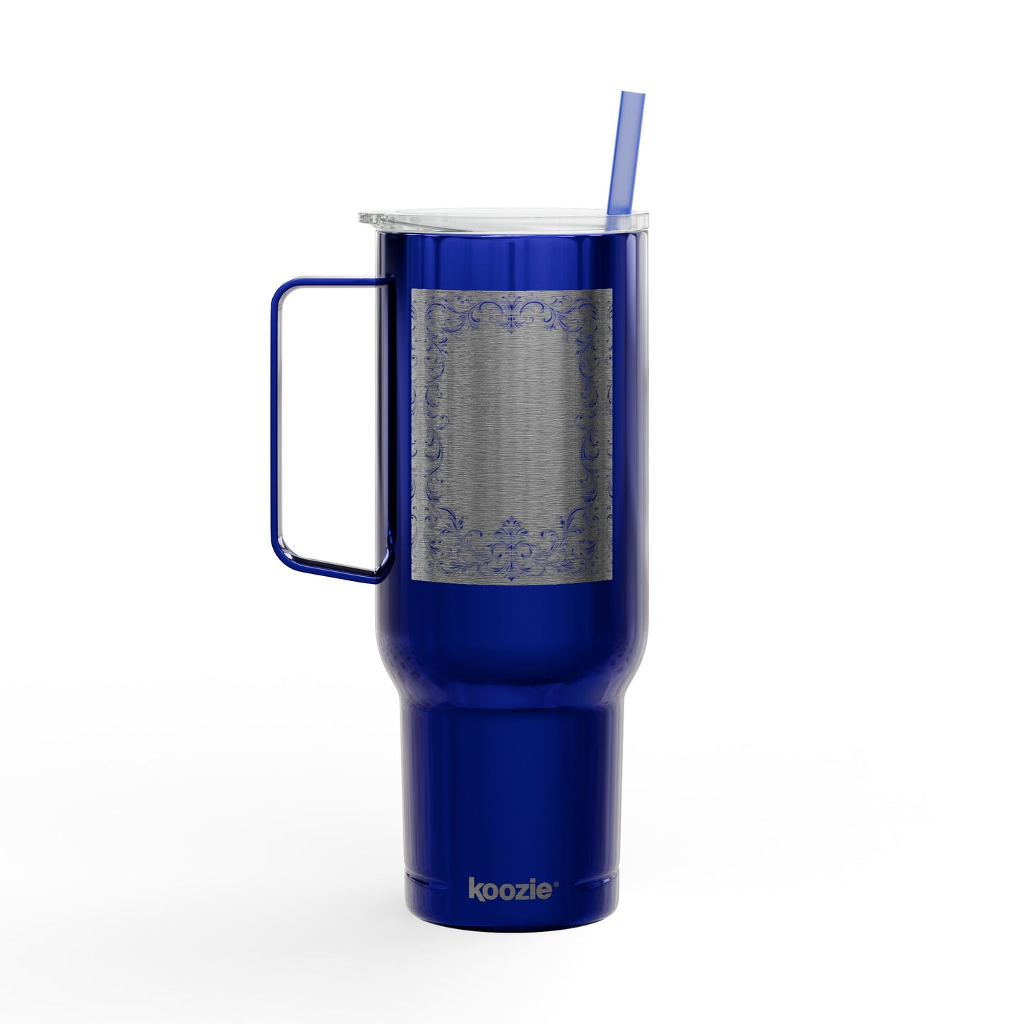 Engraved Baroque 40oz Insulated Tumbler — Vintage Filigree Design with Lid & Straw