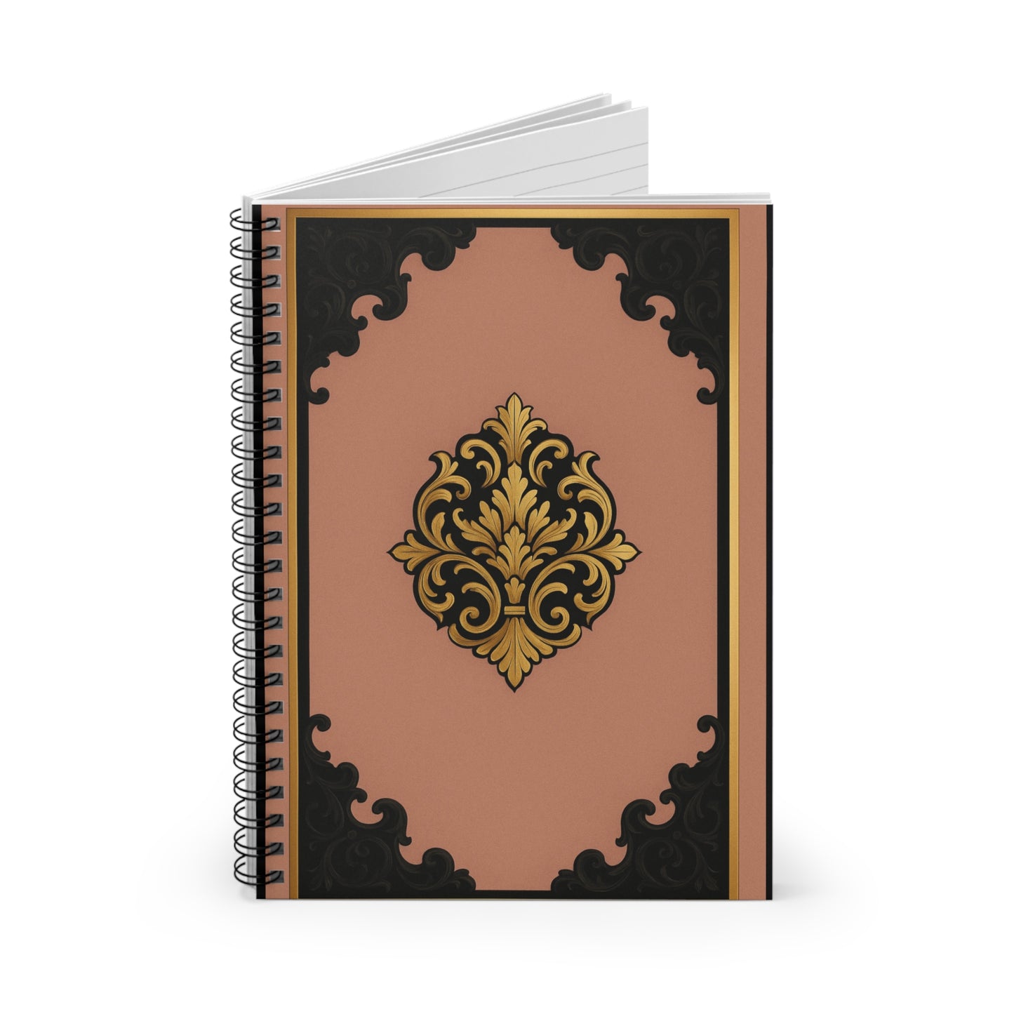 Mauve & Black-Gold Baroque Vintage Spiral Notebook — Ruled Journal for Notes & Gifts