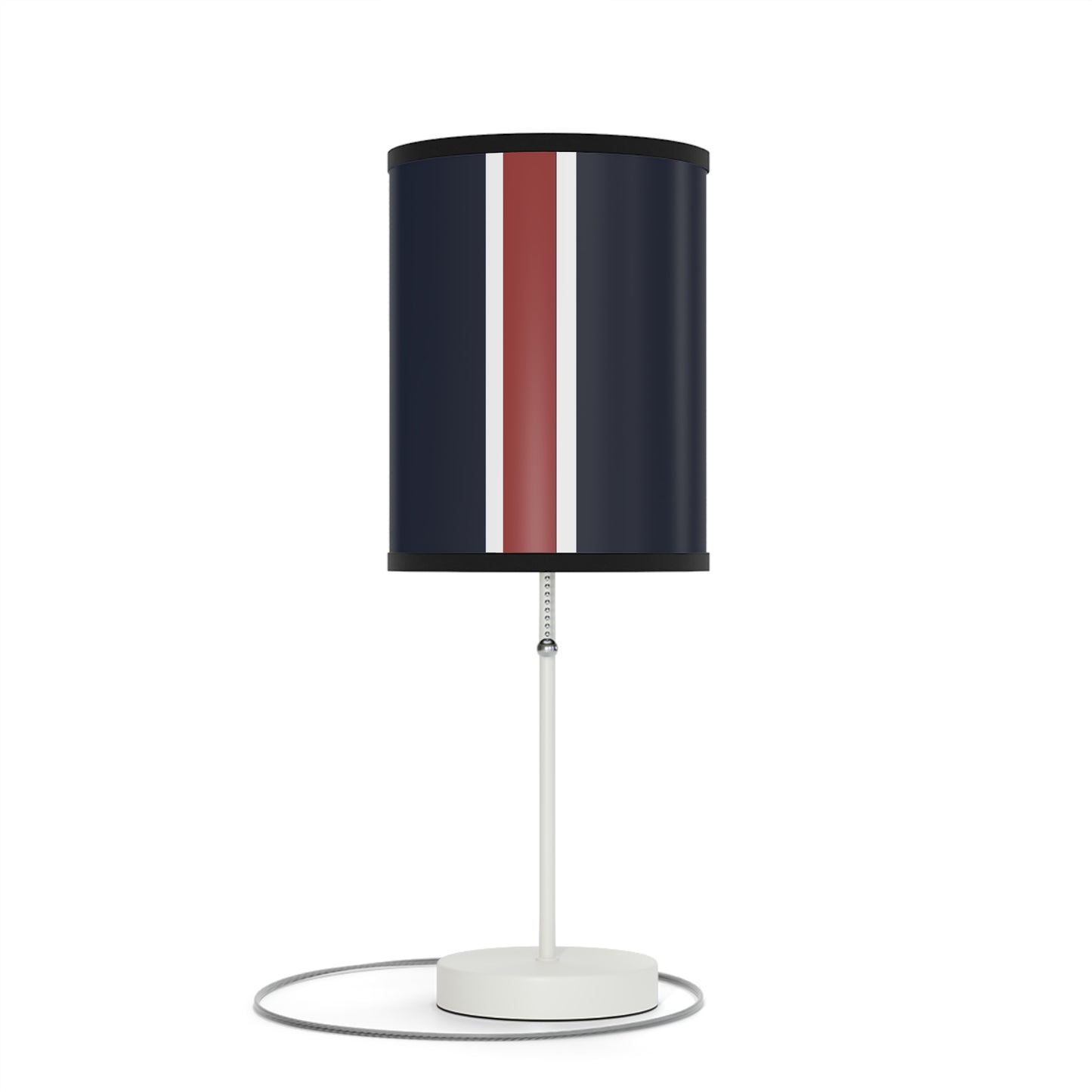 Lunar Midnight & Red-White Striped Stylish Table Lamp, Modern Home Decor, Bedroom Lighting, Unique Gift for Her, Desk Illumination