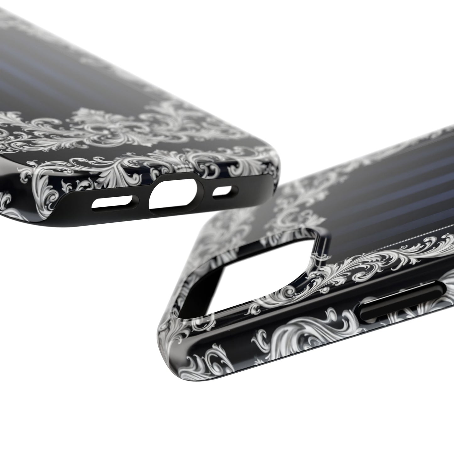Navy Stripes & Baroque Tough Phone Case — Protective Decorative iPhone Case
