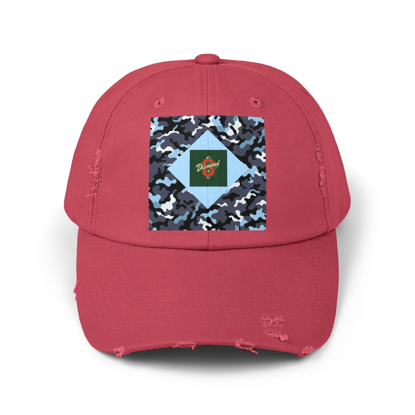 Camouflage Distressed Cap, Casual Hat, Outdoor Gear, Trendy Accessories, Gift for Him/Her - Diamond 8