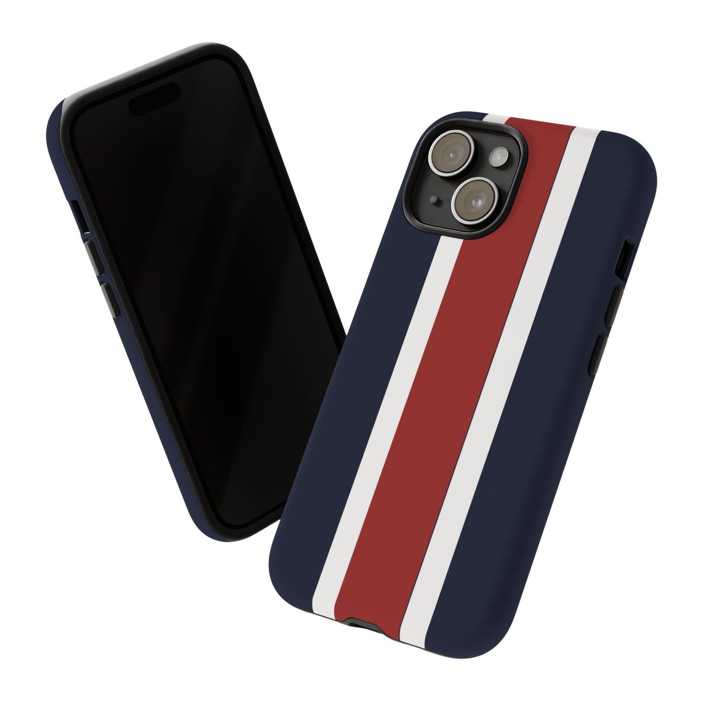Lunar Midnight & Red-White Striped Stylish Phone Case - Tough Cases, Custom iPhone Cover, Sleek Phone Accessories, Gifts for Him/Her