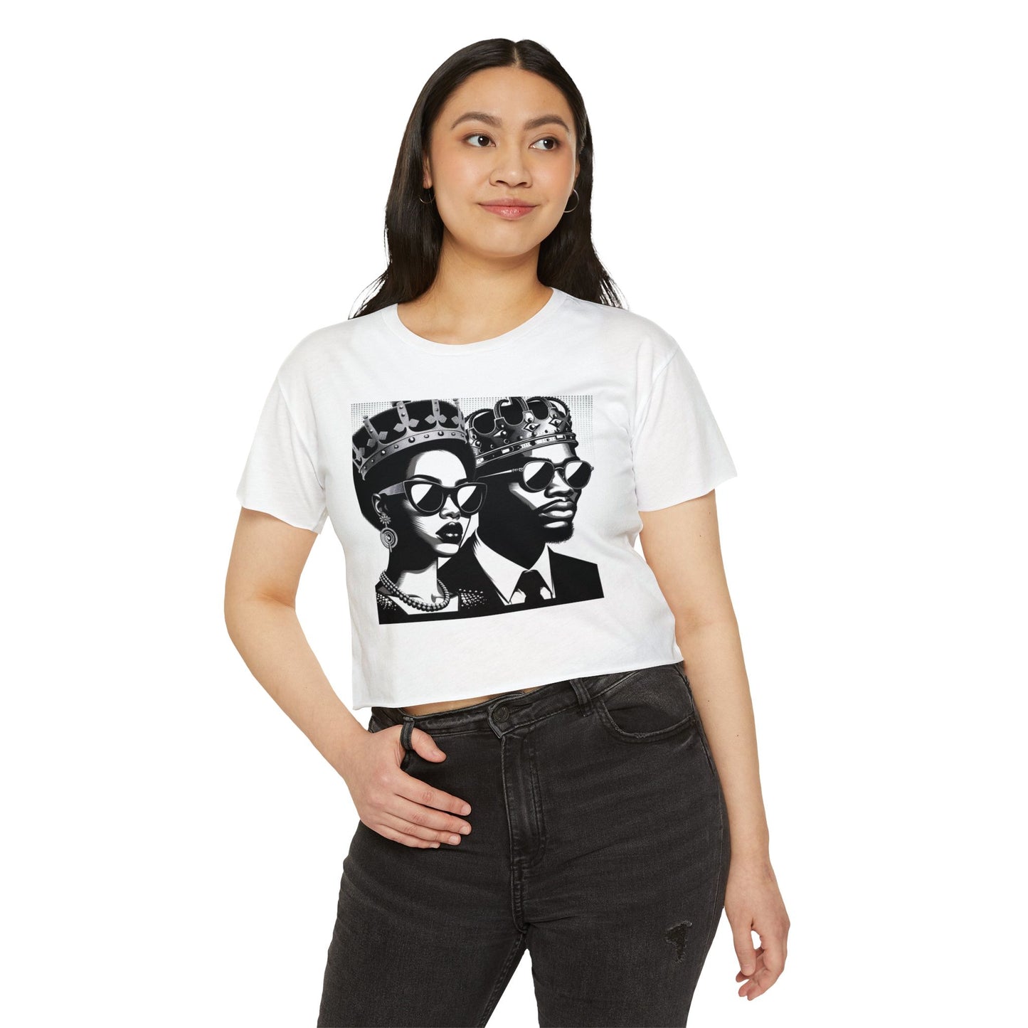 Crowned Kings Festival Crop Top | Stylish Women's Summer Tee, Music Festival Shirt, Streetwear, Boho Chic, Unique Graphic Top