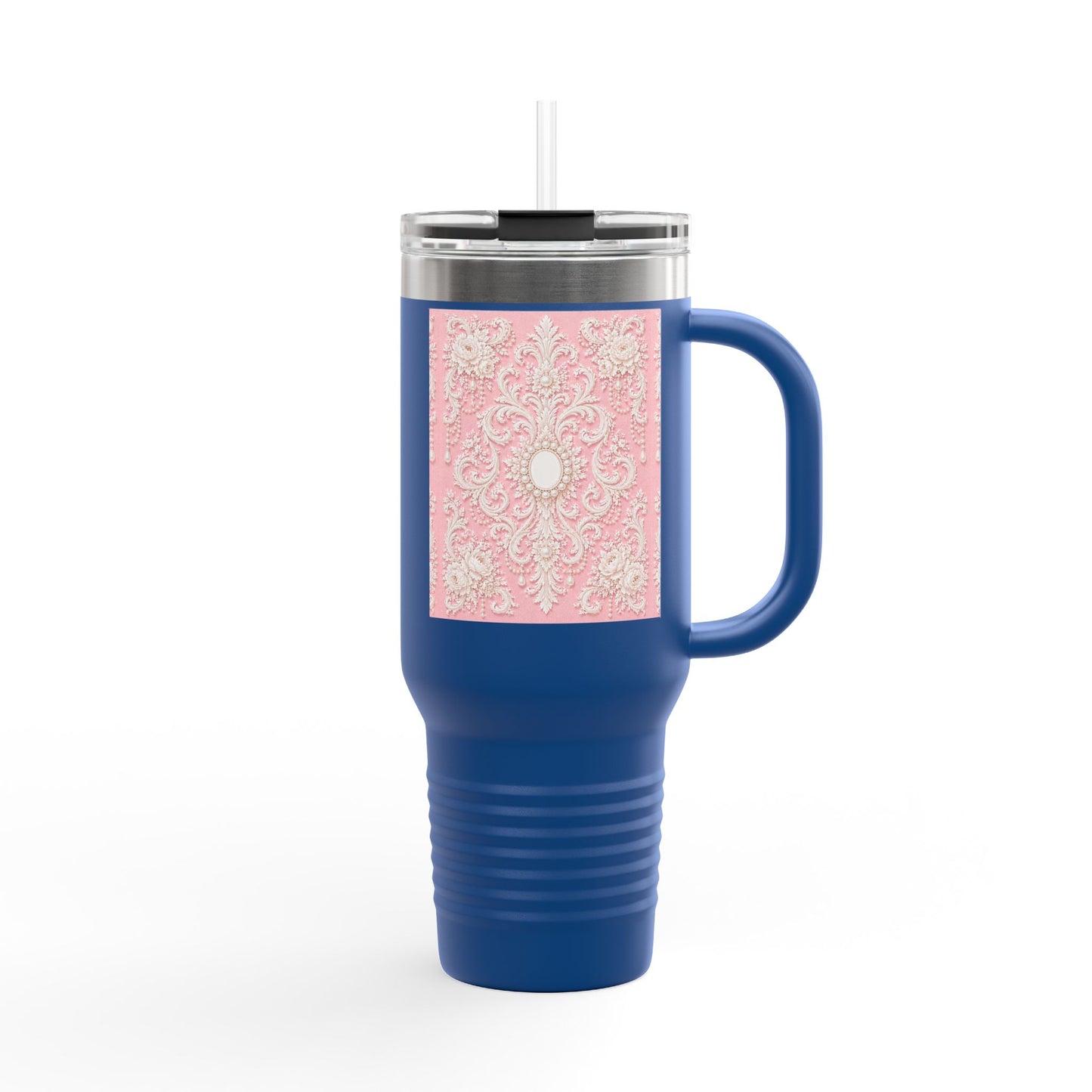 Pink Rococo 40oz Insulated Travel Mug – Pink Vintage Rococo Design
