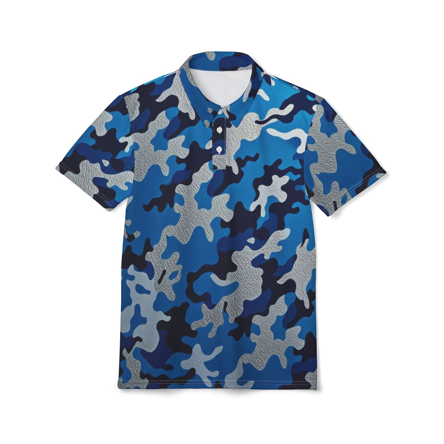 Stylish Camo Polo Shirt, Casual Wear, Outdoor Activities, Men’s Fashion, Gift for Him, Summer Vibes - Blue Camo
