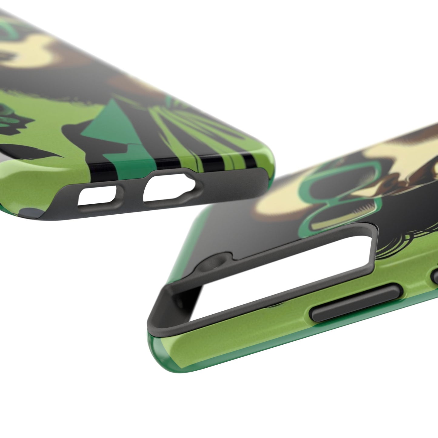 Chic Tough Phone Case | Artistic Green & Black Design | Phone Protection, Gift for Her, Stylish Accessory, Trendy Tech - Lady in Green