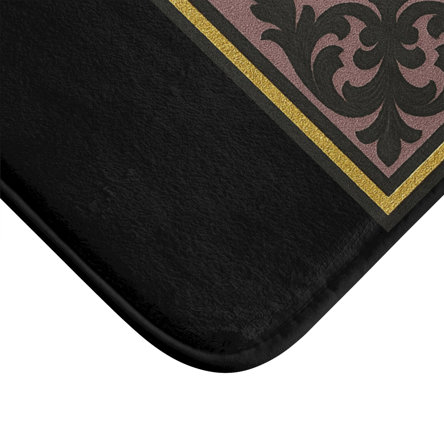 Elegant Gilded Mauve With Gold-Black Baroque Bath Mat, Luxurious Bathroom Decor, Stylish Non-Slip Mat, Gift for Homeowners, Bath Accessories