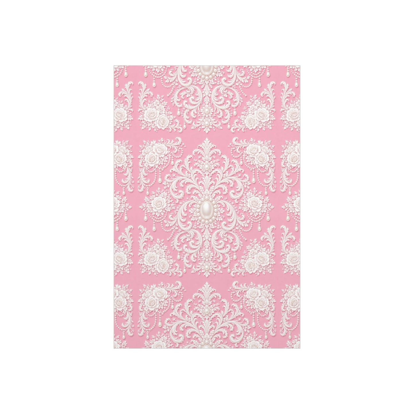 Pink Rococo Pearl Foam Board Wall Art — Elegant Vintage Floral Accent