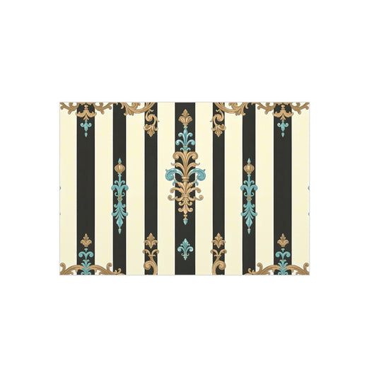 Elegant Striped Foam Board, Vintage Home Decor, Wall Art Display - Black Striped Turquoise & Black Rococo