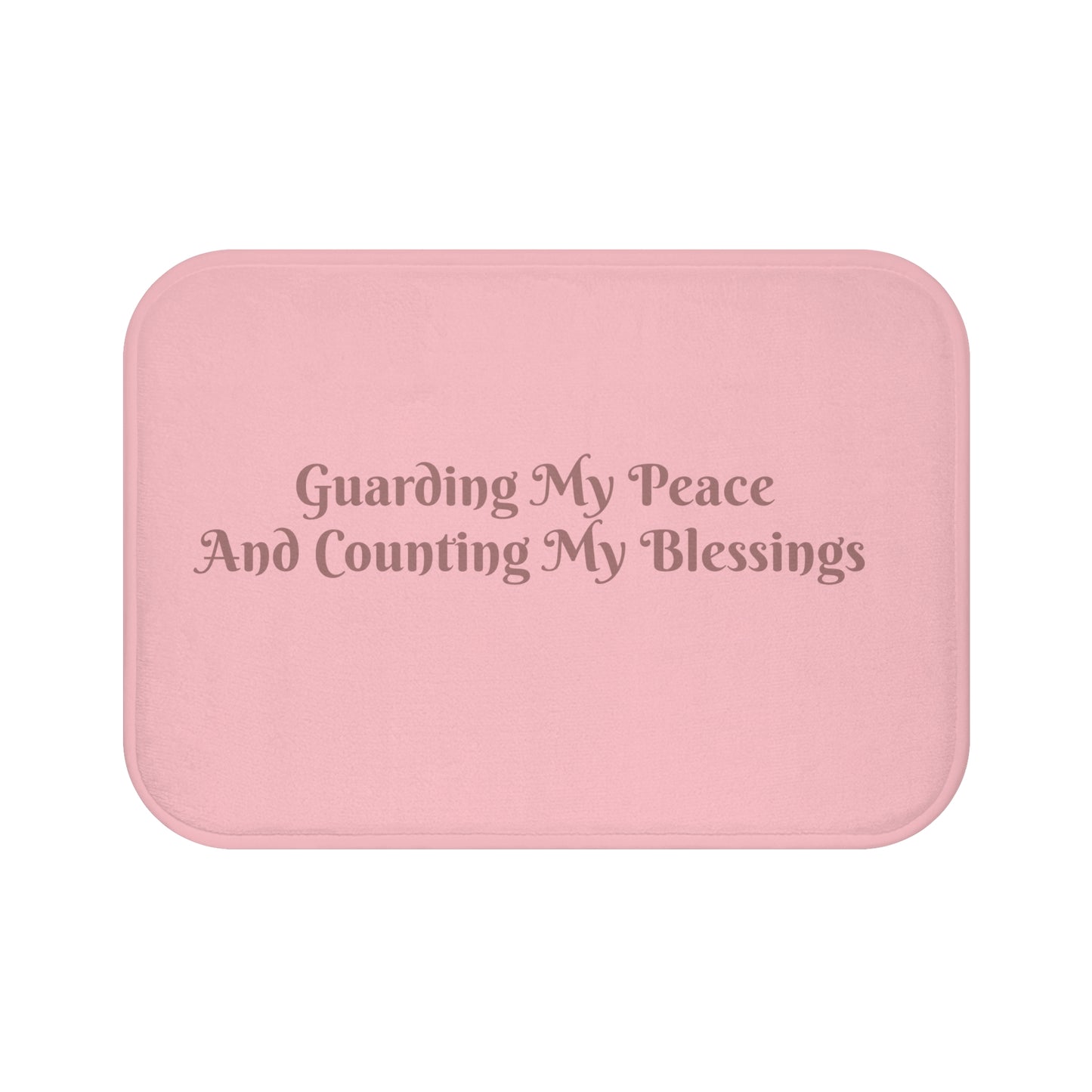 Guarding My Peace Bath Mat - Pink Blessings Reminder, Cozy Home Decor, Relaxation Gift, Bathroom Essentials, Self-Care Accessory-Mauve Lettering