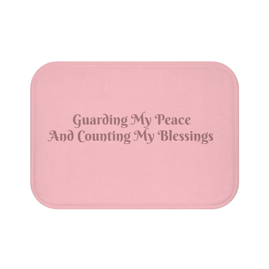 Guarding My Peace Bath Mat - Pink Blessings Reminder, Cozy Home Decor, Relaxation Gift, Bathroom Essentials, Self-Care Accessory-Mauve Lettering