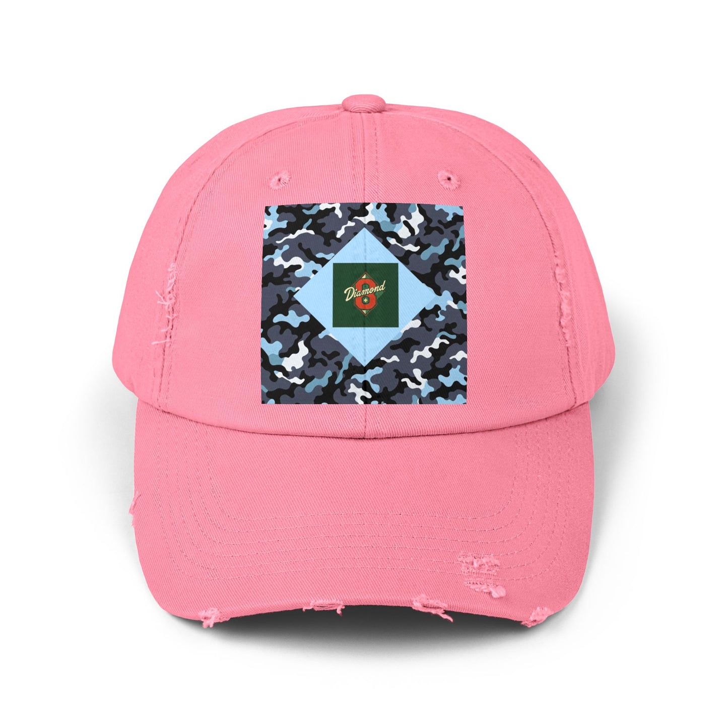 Camouflage Distressed Cap, Casual Hat, Outdoor Gear, Trendy Accessories, Gift for Him/Her - Diamond 8
