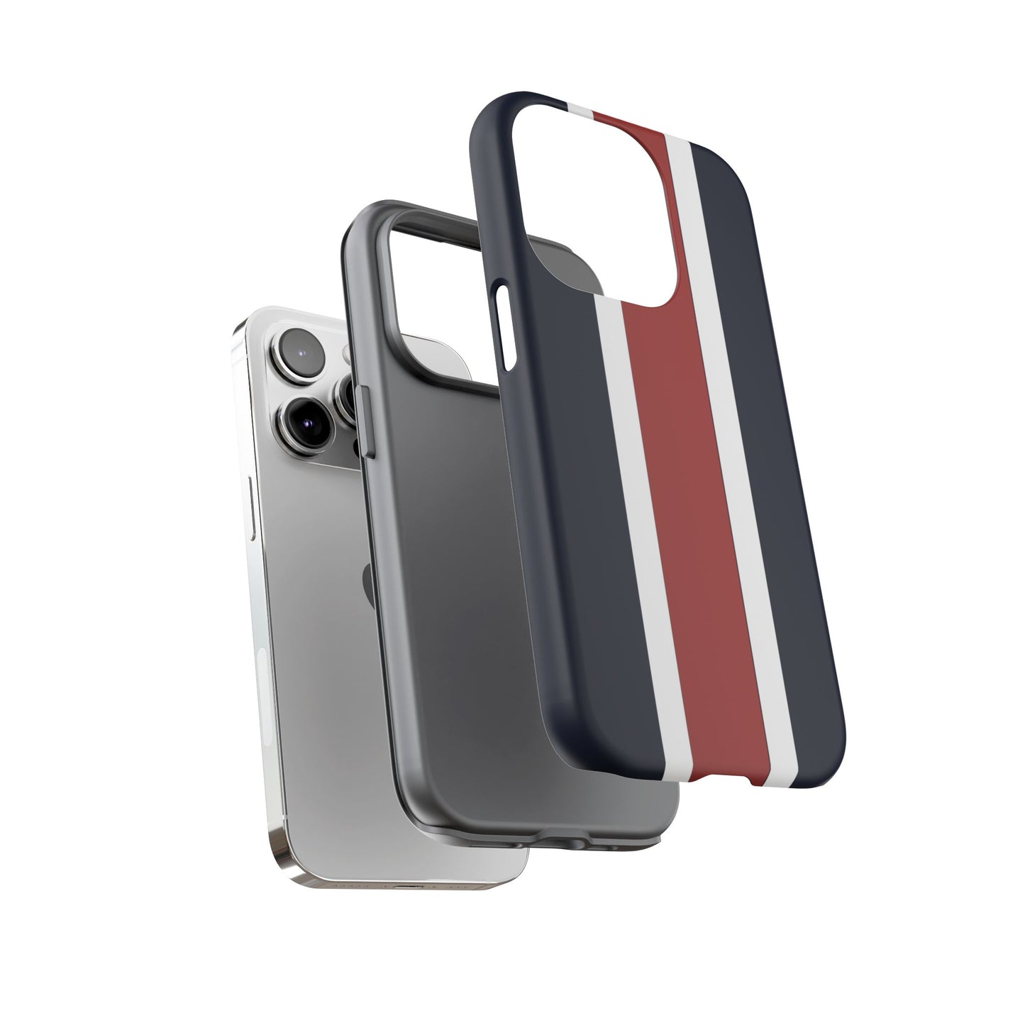 Lunar Midnight & Red-White Striped Stylish Phone Case - Tough Cases, Custom iPhone Cover, Sleek Phone Accessories, Gifts for Him/Her