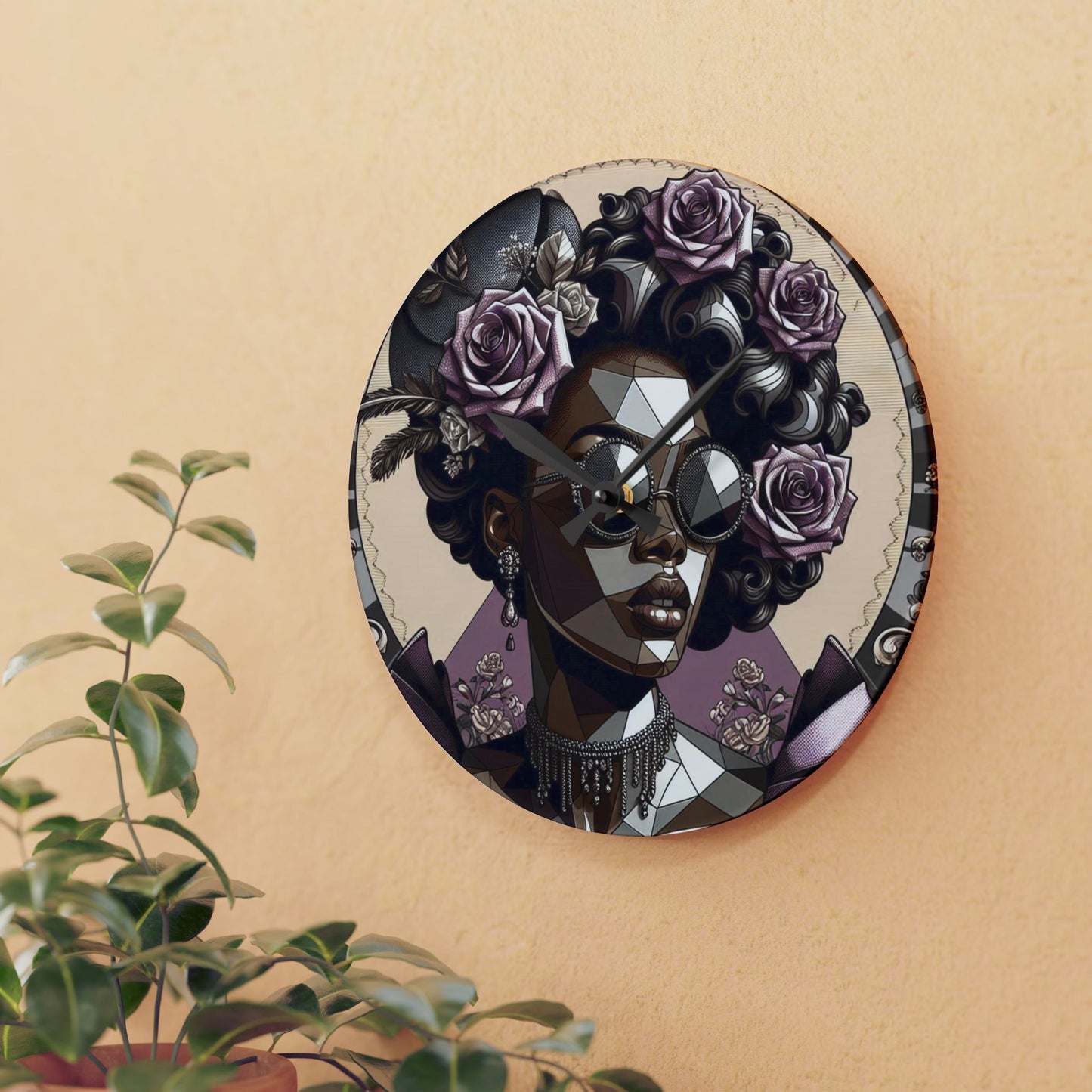 Chic Art Deco Wall Clock, Unique Home Decor, Gift for Her, Modern Wall Art, Fashionista Clock - Lilac Baroque Lady